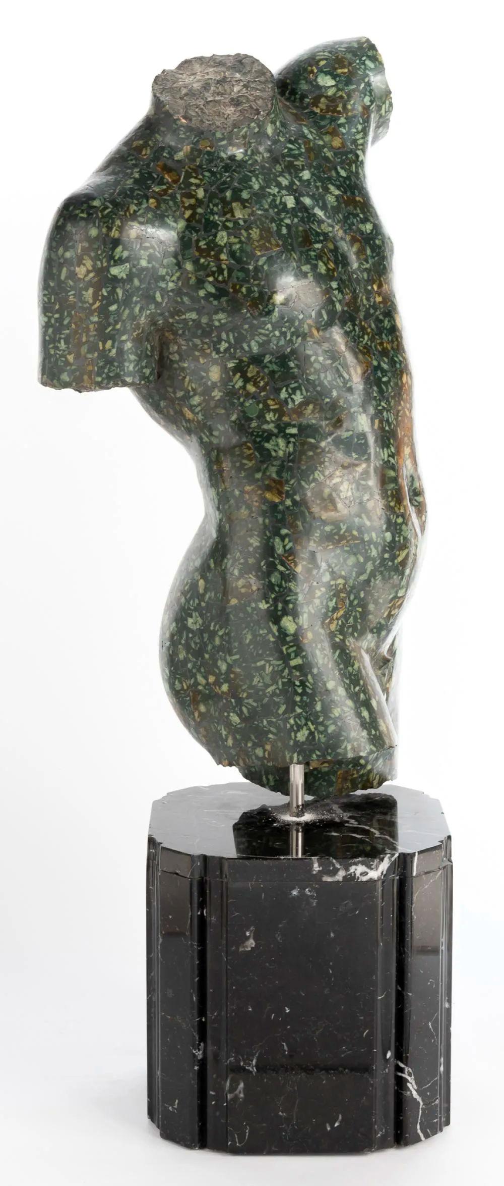 Neoclassical Porphyry Style Marble Male Torso 1