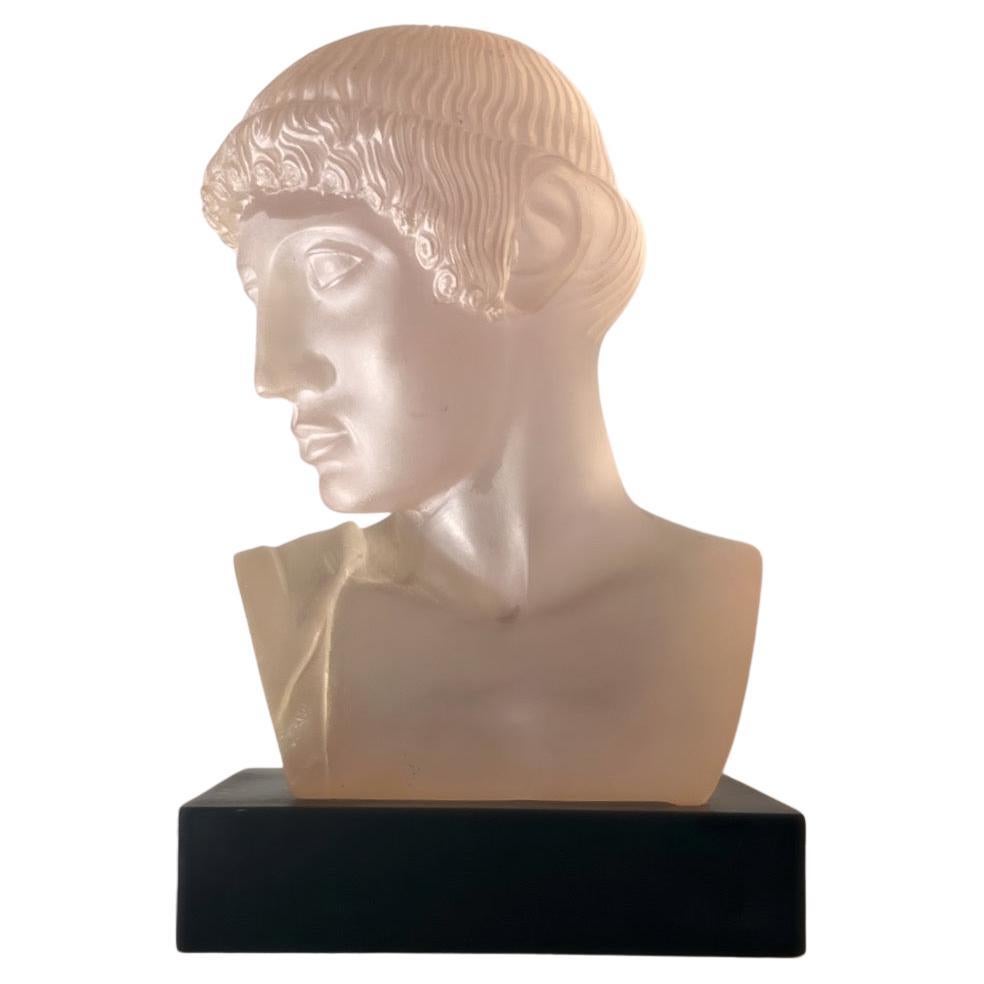 Neoclassical postmodern art glass bust of a Greek male, late 20th century For Sale