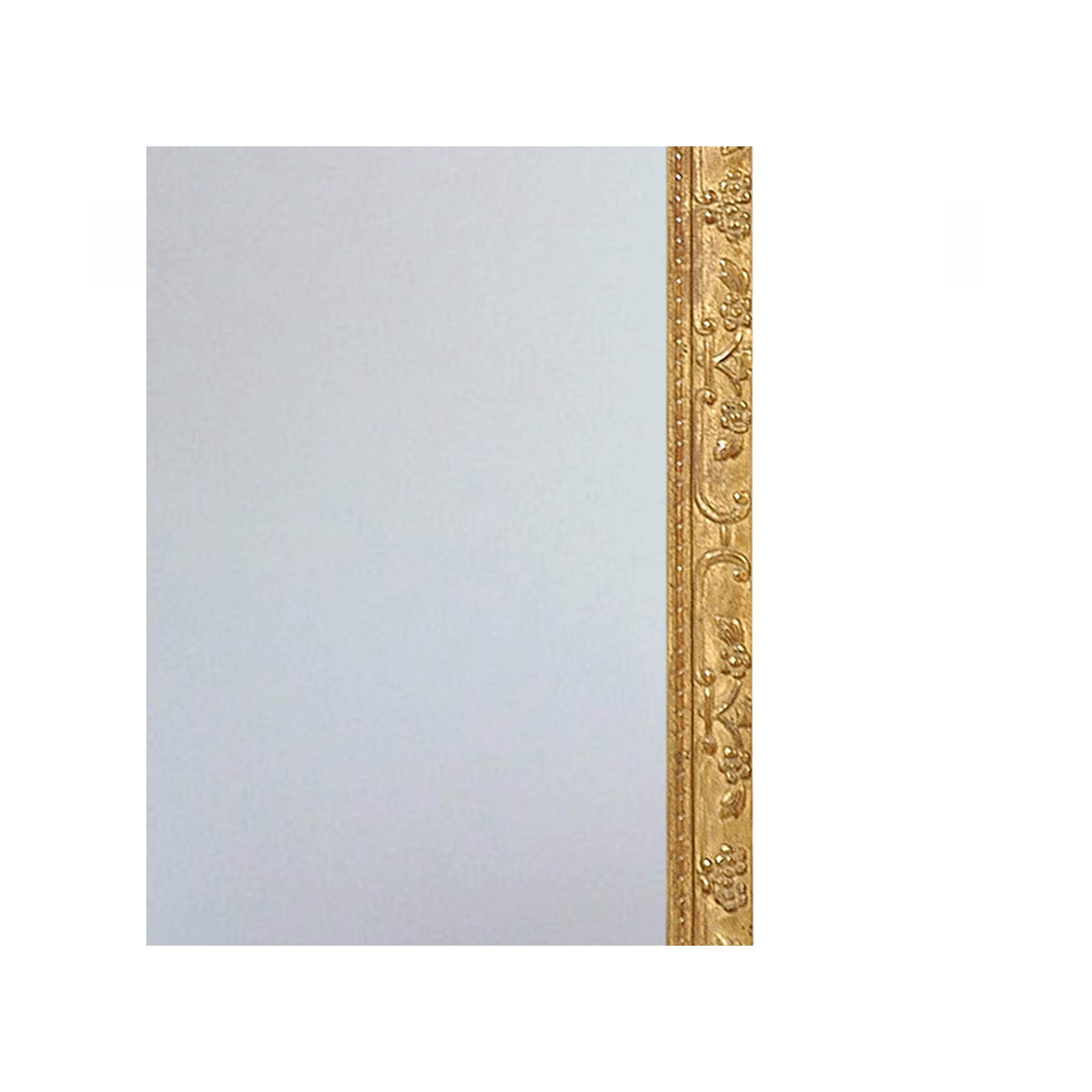 Spanish Neoclassical Rectangular Gold Foil Hand Carved Wooden Mirror, 1970 For Sale