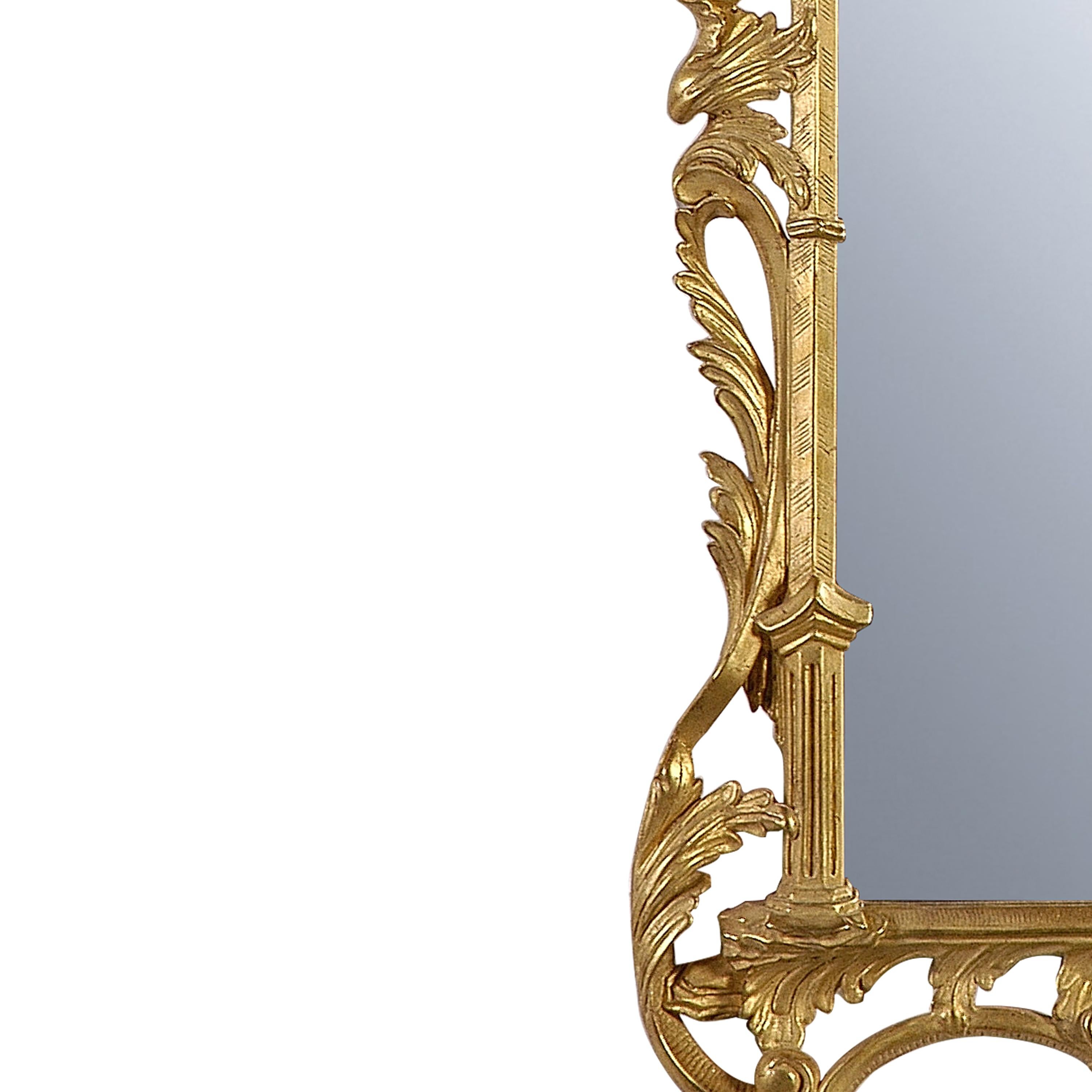 Neoclassical Rectangular Gold Foil Hand Carved Wooden Mirror, 1970 In Good Condition In Madrid, ES