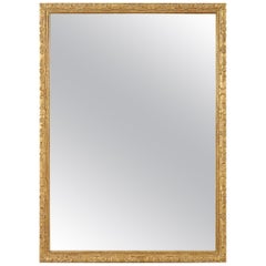 Retro Neoclassical Rectangular Gold Foil Hand Carved Wooden Mirror, 1970
