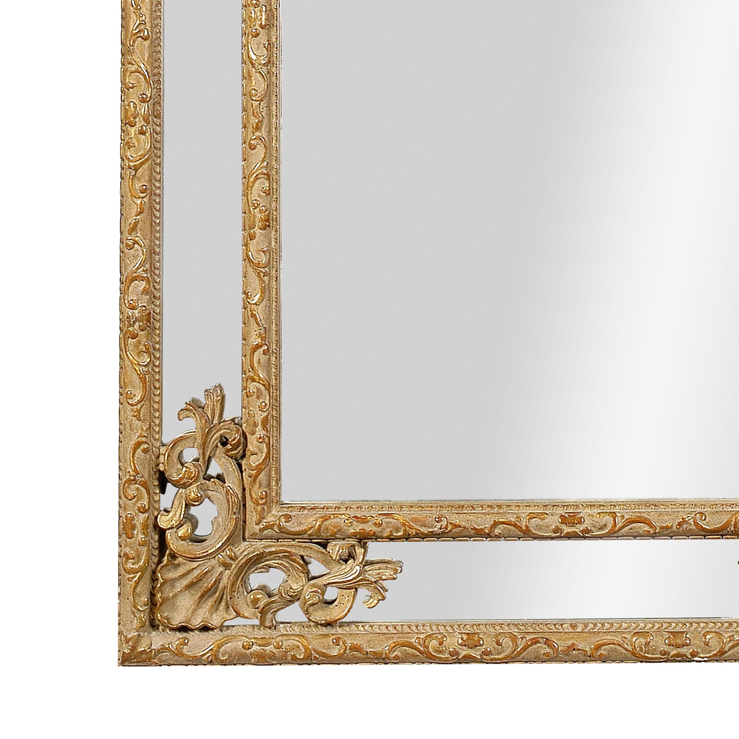 Hand-Carved Neoclassical Rectangular Gold Hand Carved Wooden Mirror, Spain, 1970 For Sale