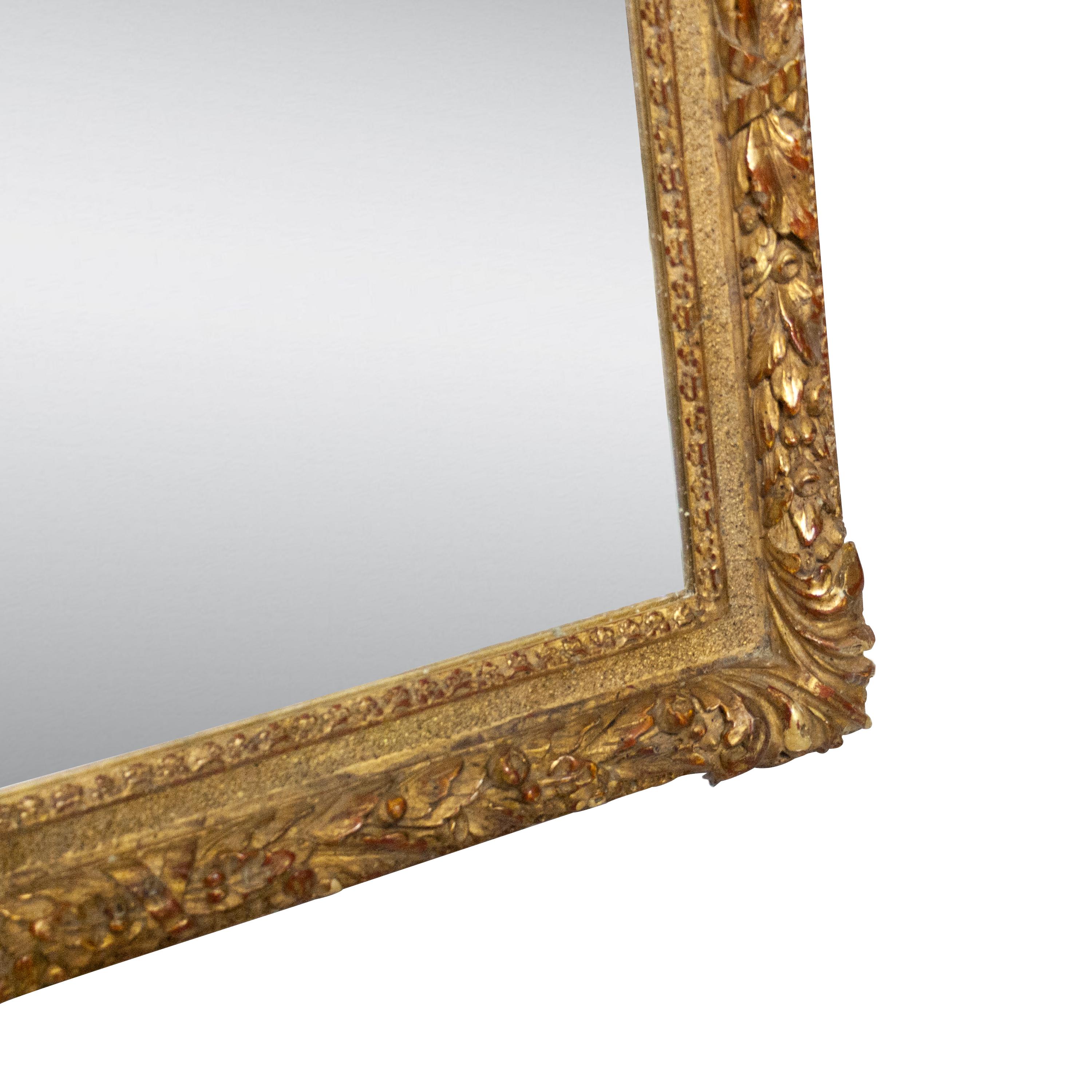 Neoclassical Rectangular Gold Hand Carved Wooden Mirror, Spain, 1970 In Good Condition For Sale In Madrid, ES