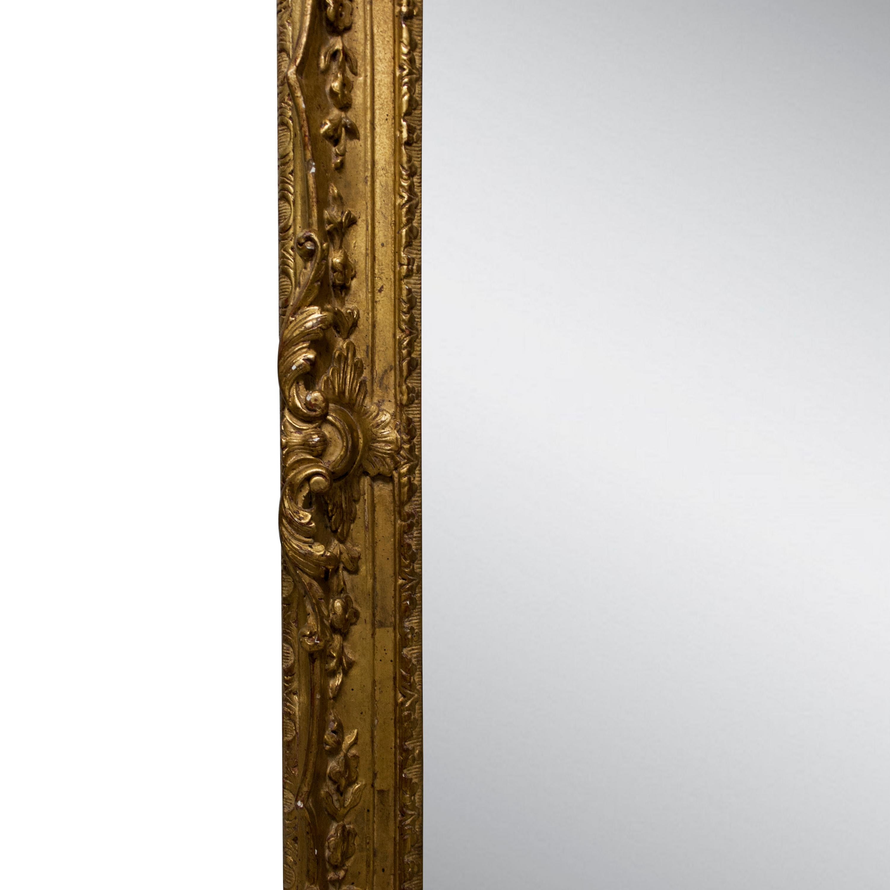 Neoclassical Revival Neoclassical Rectangular Golden Hand Carved Wooden Mirror, Spain, 1970 For Sale