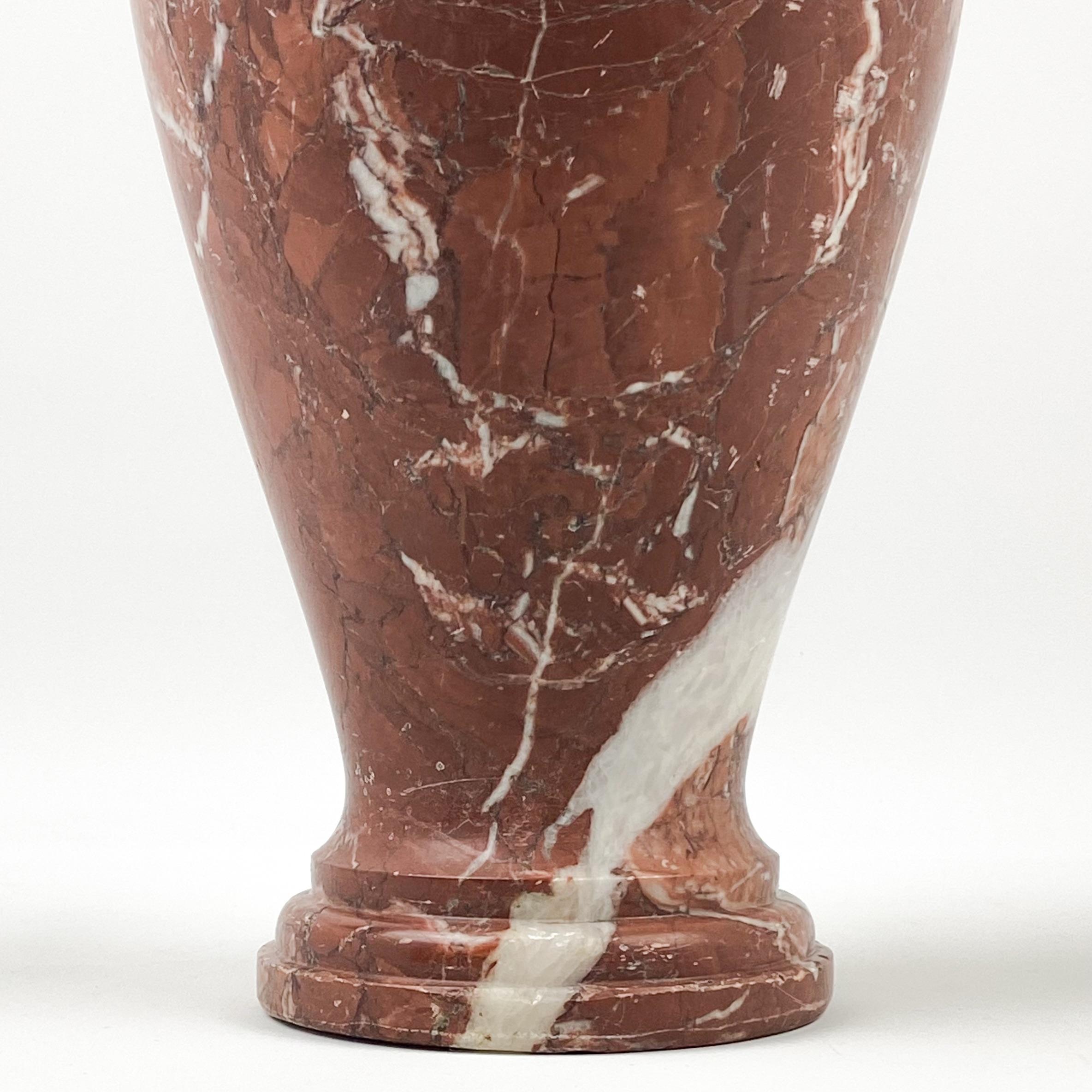 Neoclassical Red/Rouge Zebra Marble Vase For Sale 3