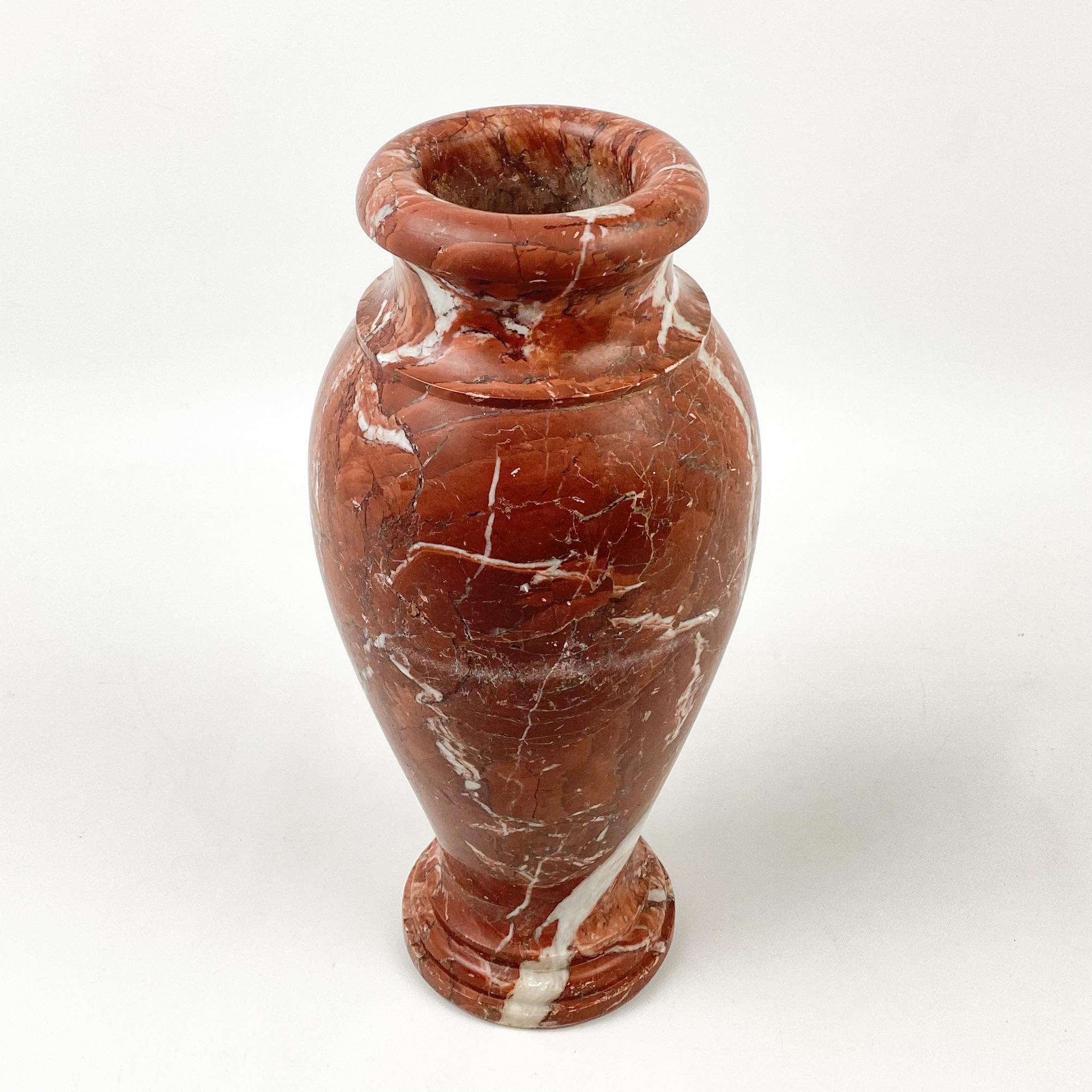 Neoclassical Red/Rouge Zebra Marble Vase In Good Condition For Sale In Westfield, NJ