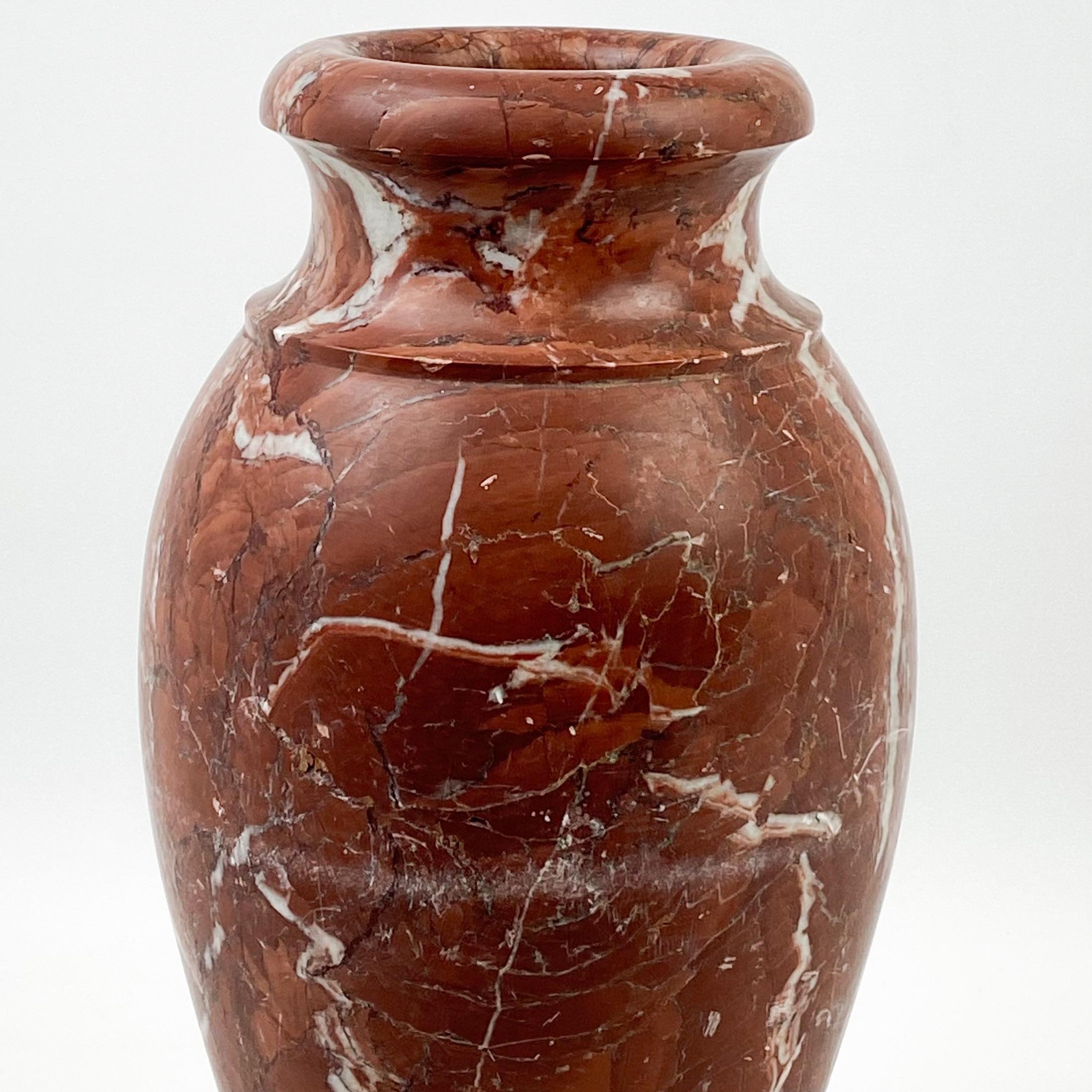 Neoclassical Red/Rouge Zebra Marble Vase For Sale 1