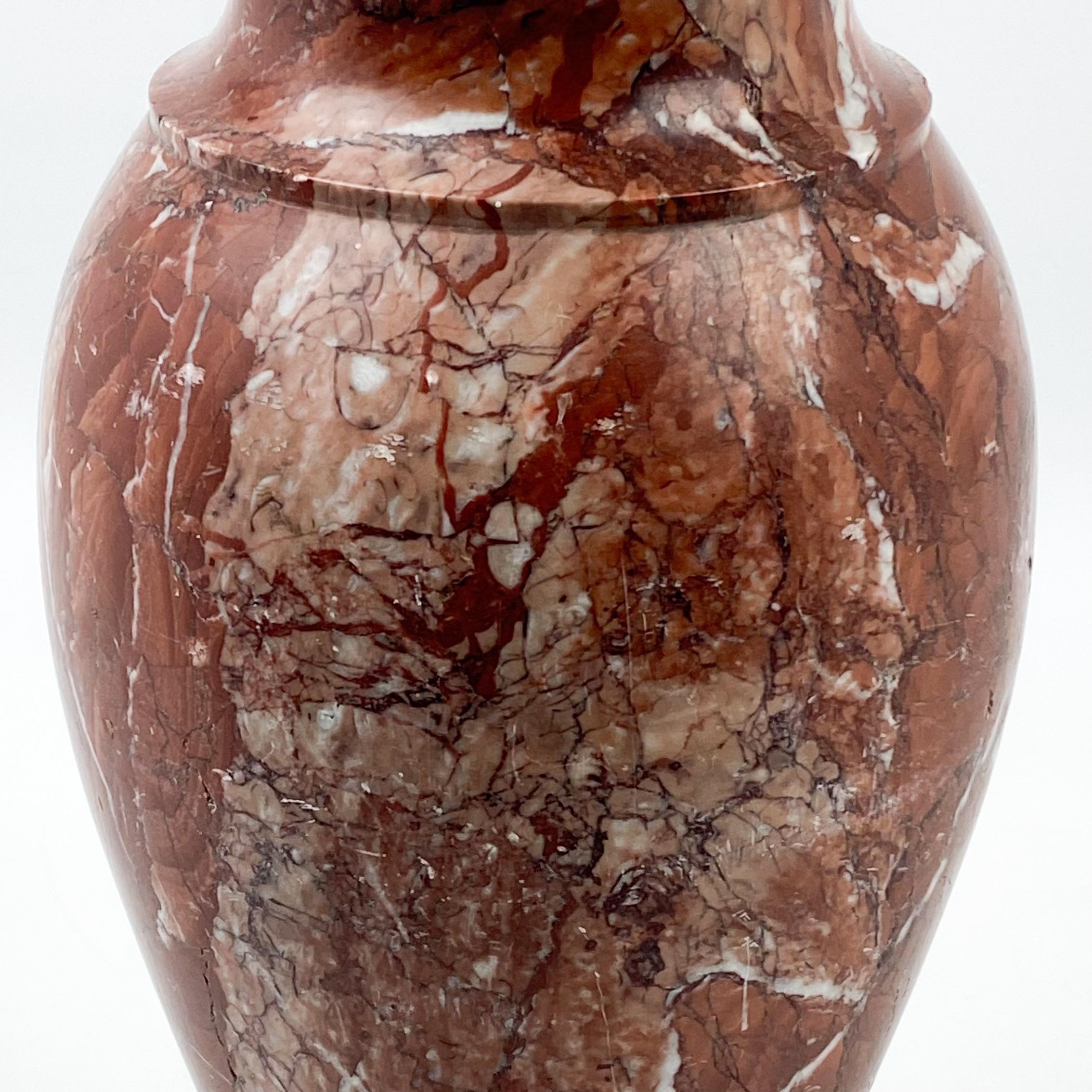 Neoclassical Red/Rouge Zebra Marble Vase For Sale 2