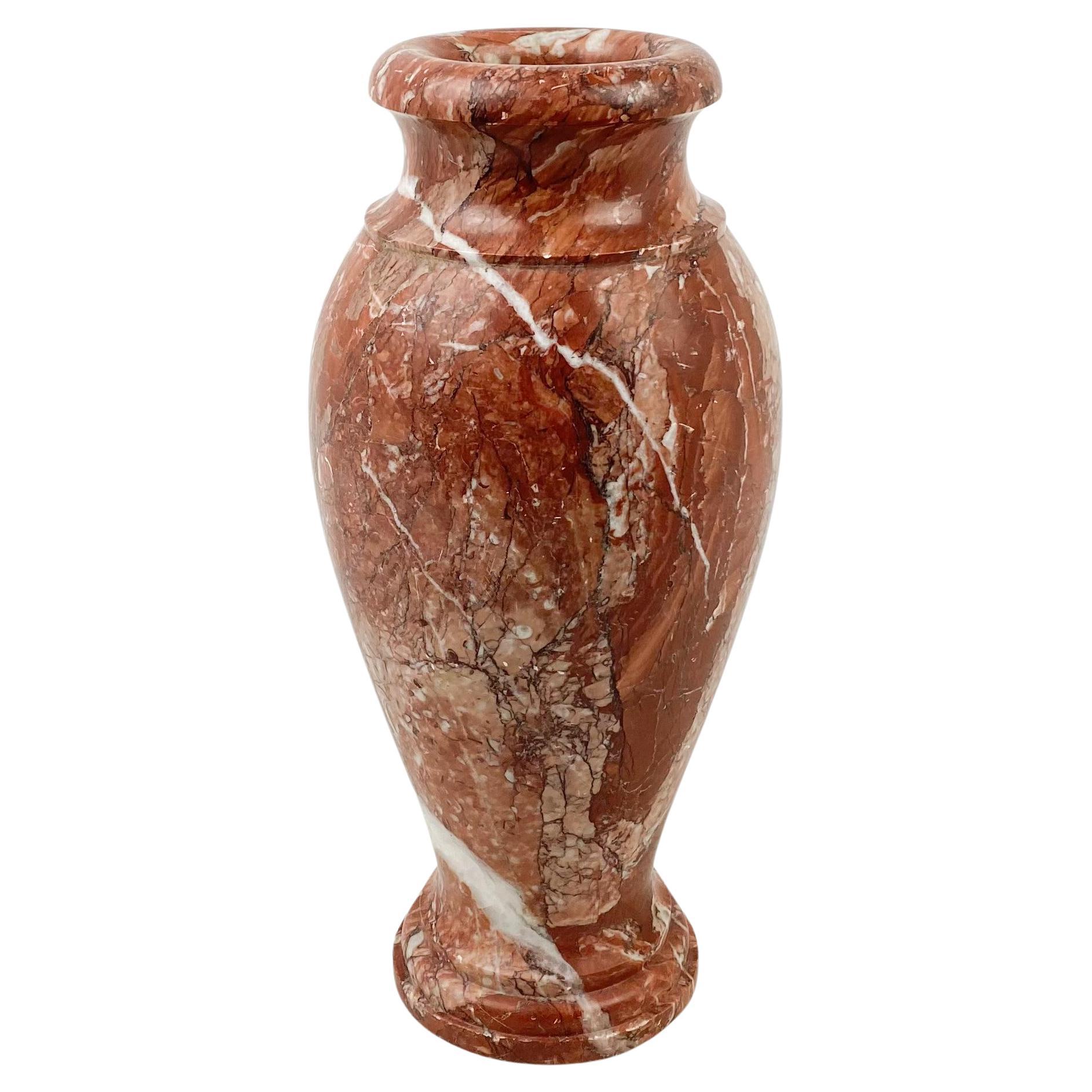 Neoclassical Red/Rouge Zebra Marble Vase For Sale