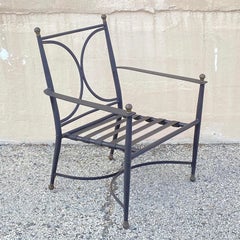 Neoclassical Regency Aluminum & Steel Metal Outdoor Patio Arm Chair - Set of 4