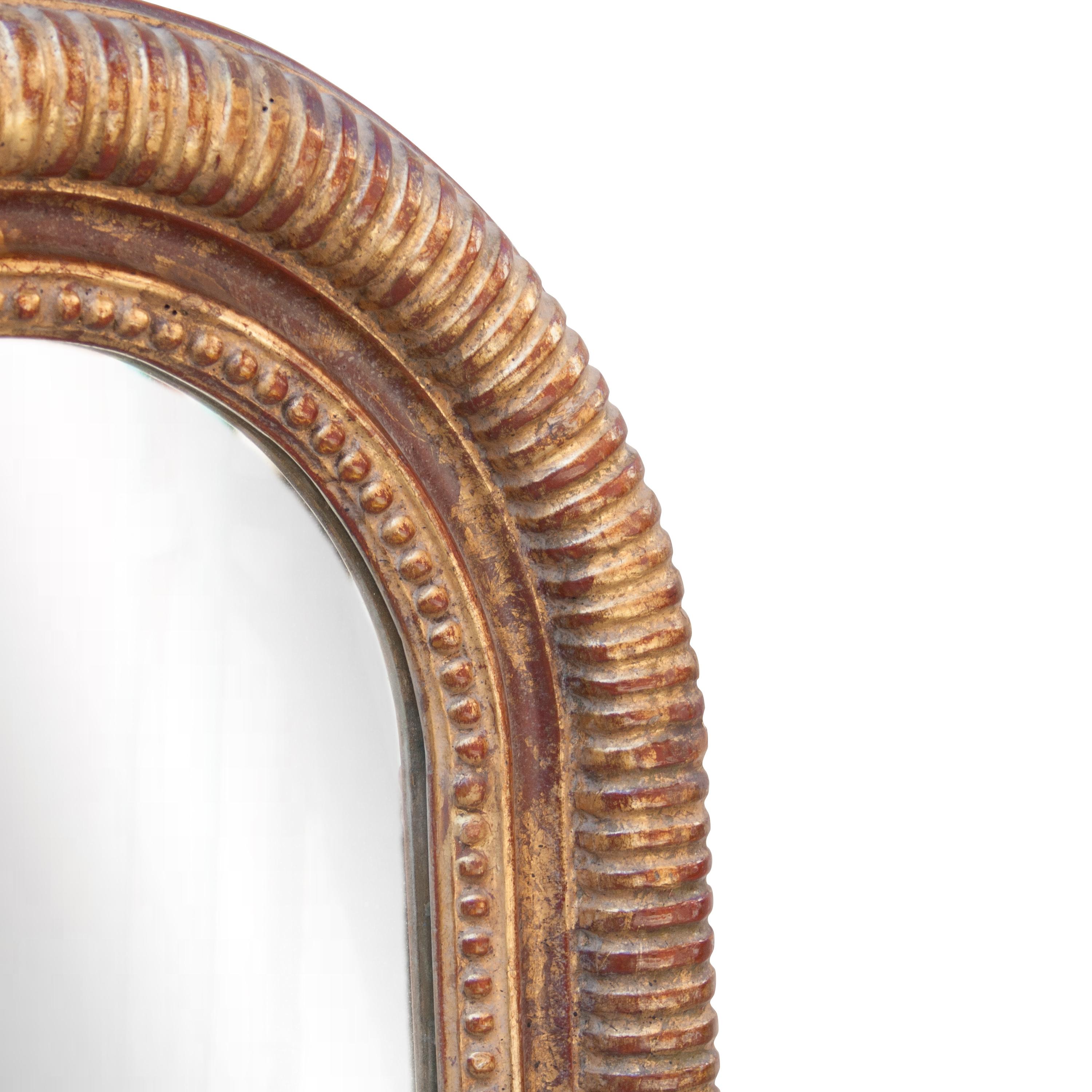 Neoclassical Regency Arch Gold Hand Carved Wooden Mirror, 1970 In Good Condition In Madrid, ES