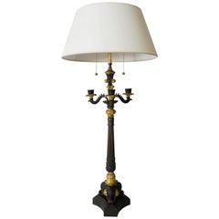 Neoclassical English Regency Parcel Ormolu Bronze Candelabra Lamp, circa 1825