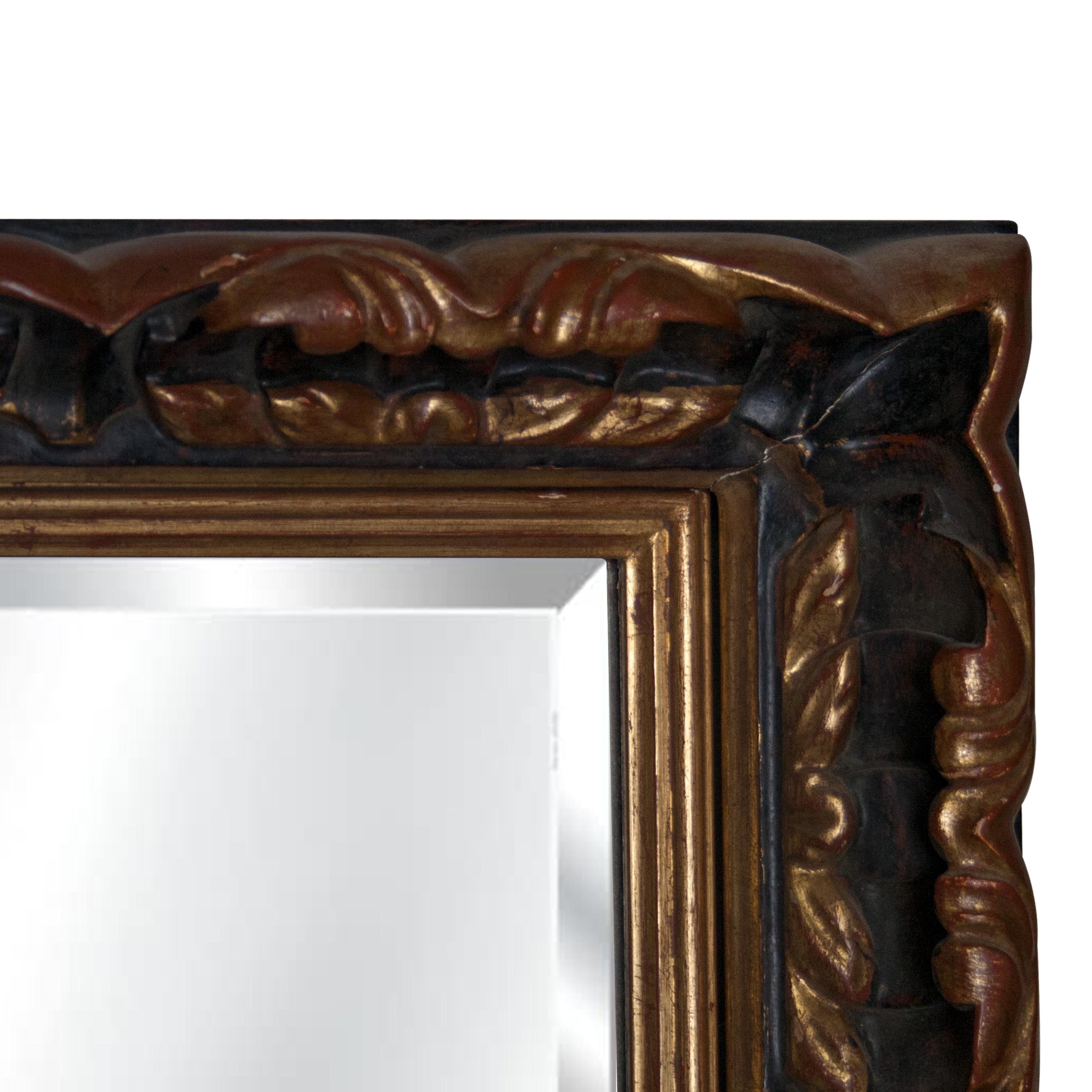 Neoclassical Revival Neoclassical Regency Gold Black Hand Carved Wooden Mirror