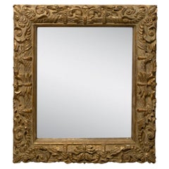 Neoclassical Regency Gold Foil Hand Carved Wooden Mirror, 1970