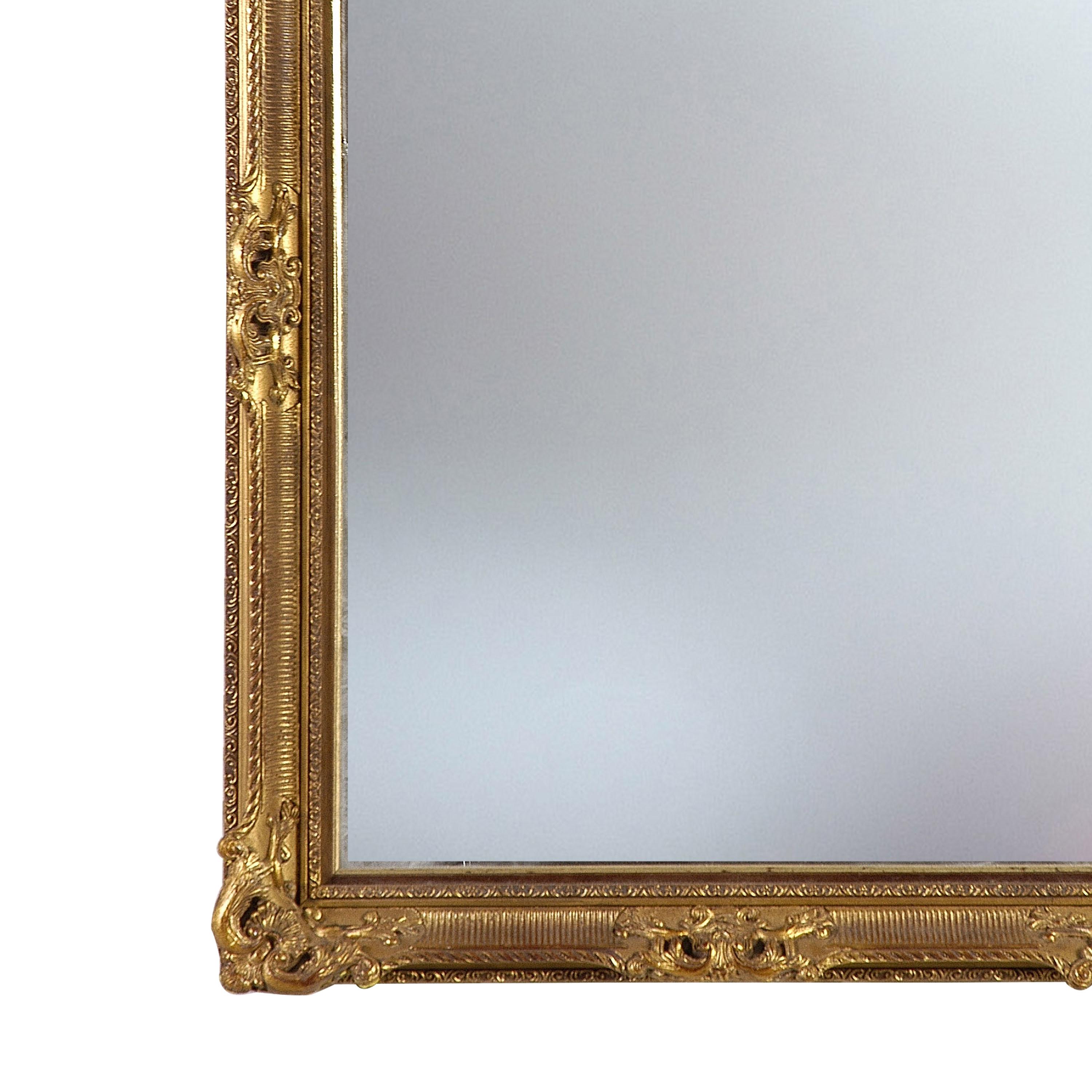 Spanish Neoclassical Regency Gold Hand Carved Wooden Mirror, 1970 For Sale