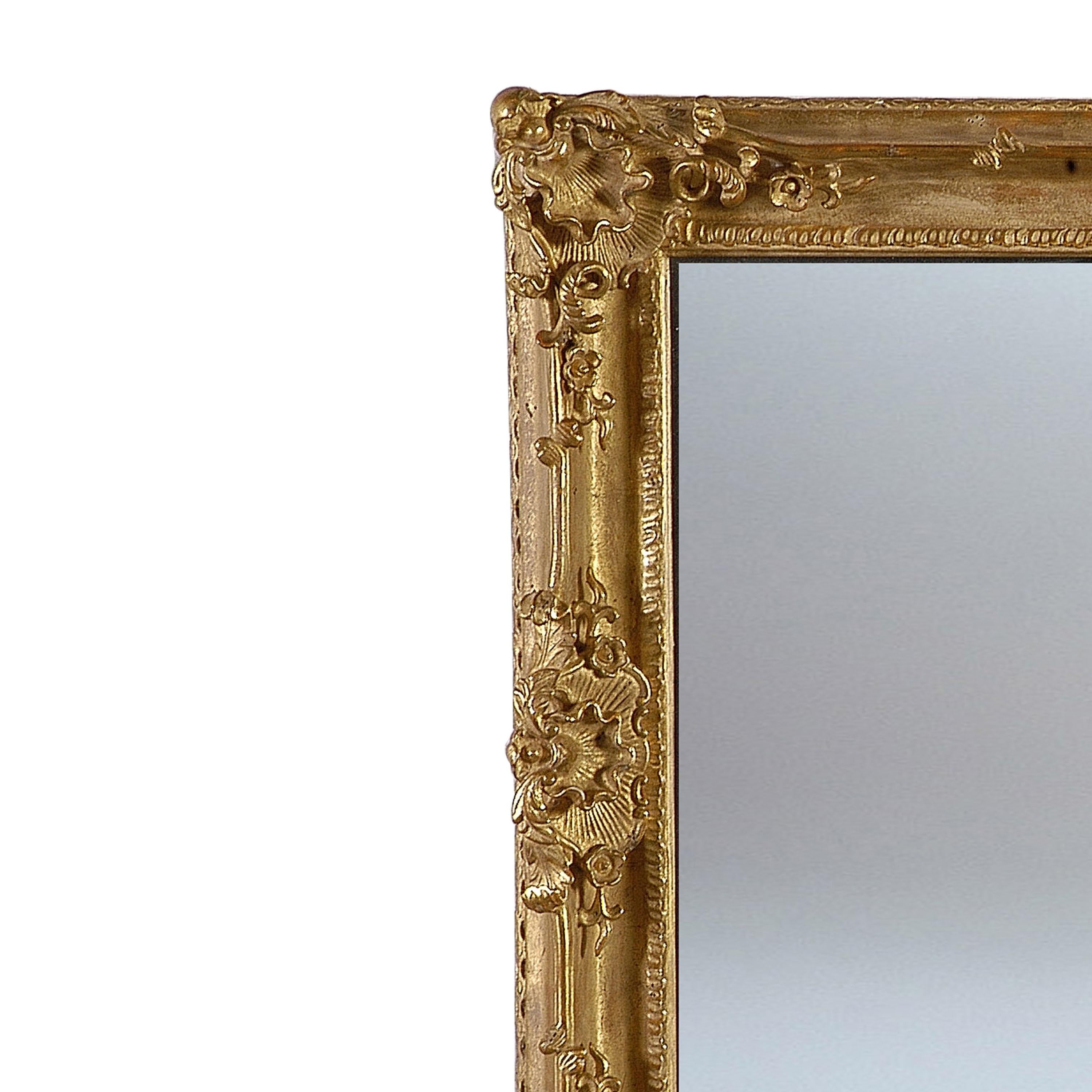 Hand-Carved Neoclassical Regency Gold Hand Carved Wooden Rectangular Mirror, 1970