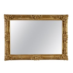 Neoclassical Regency Gold Hand Carved Wooden Rectangular Mirror, 1970