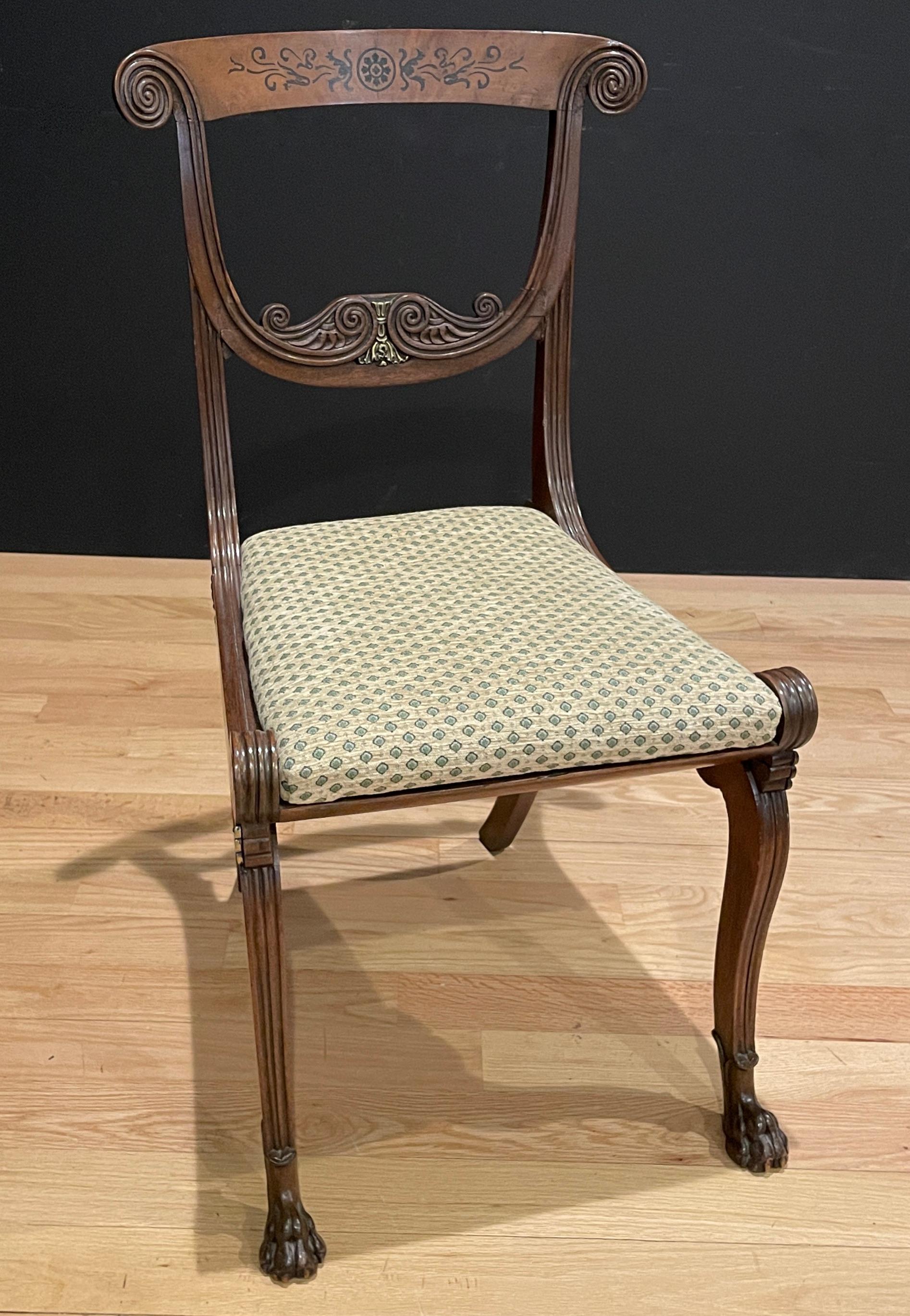 English Neoclassical Regency Klismos Chair