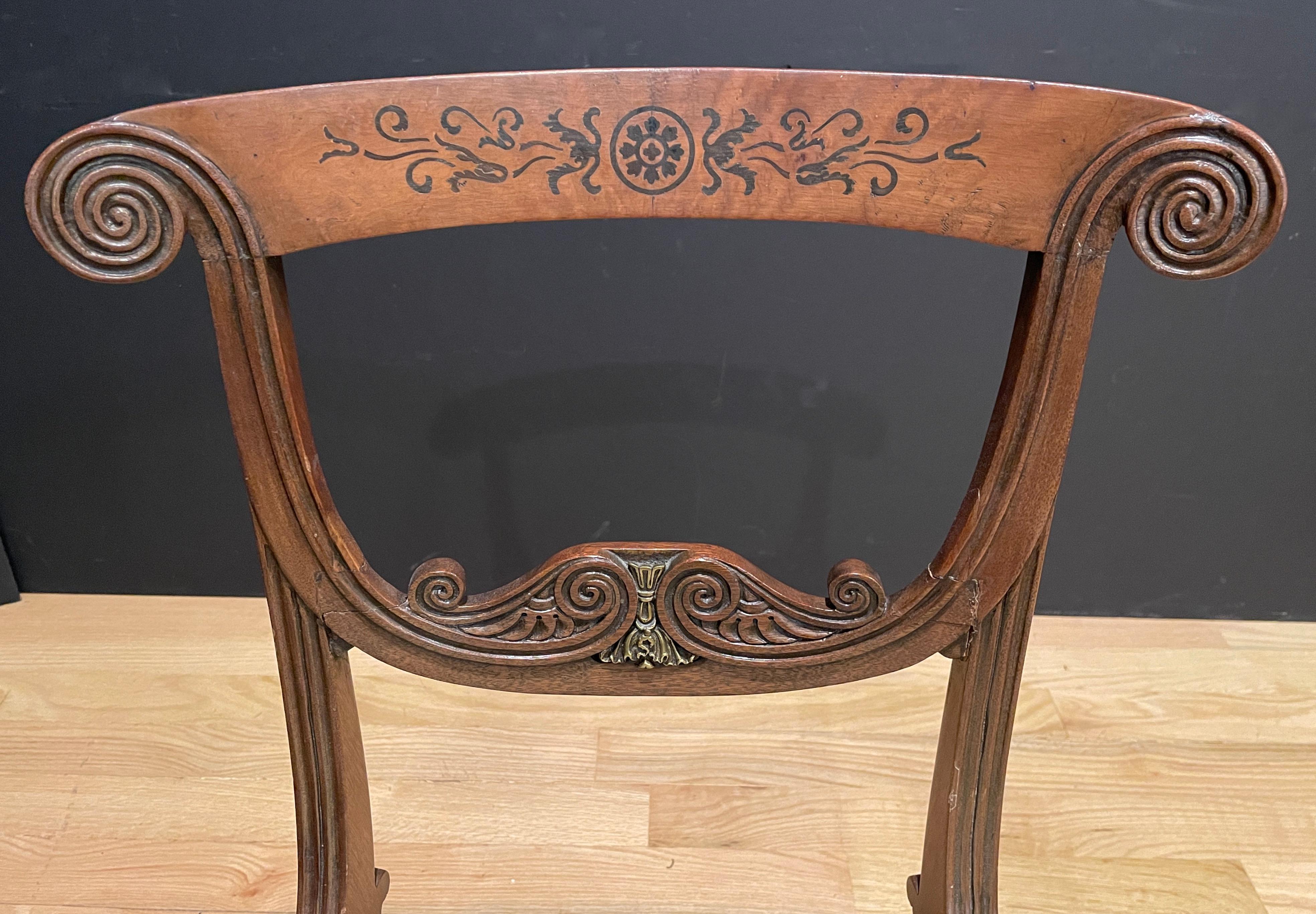 Mid-19th Century Neoclassical Regency Klismos Chair