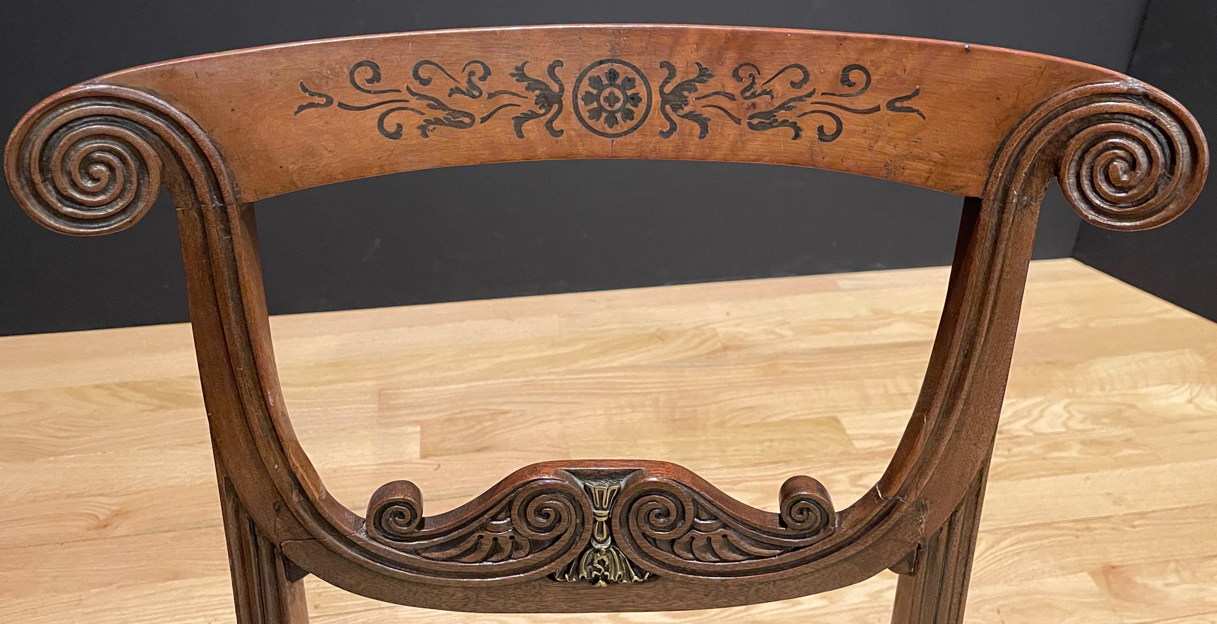 Bronze Neoclassical Regency Klismos Chair