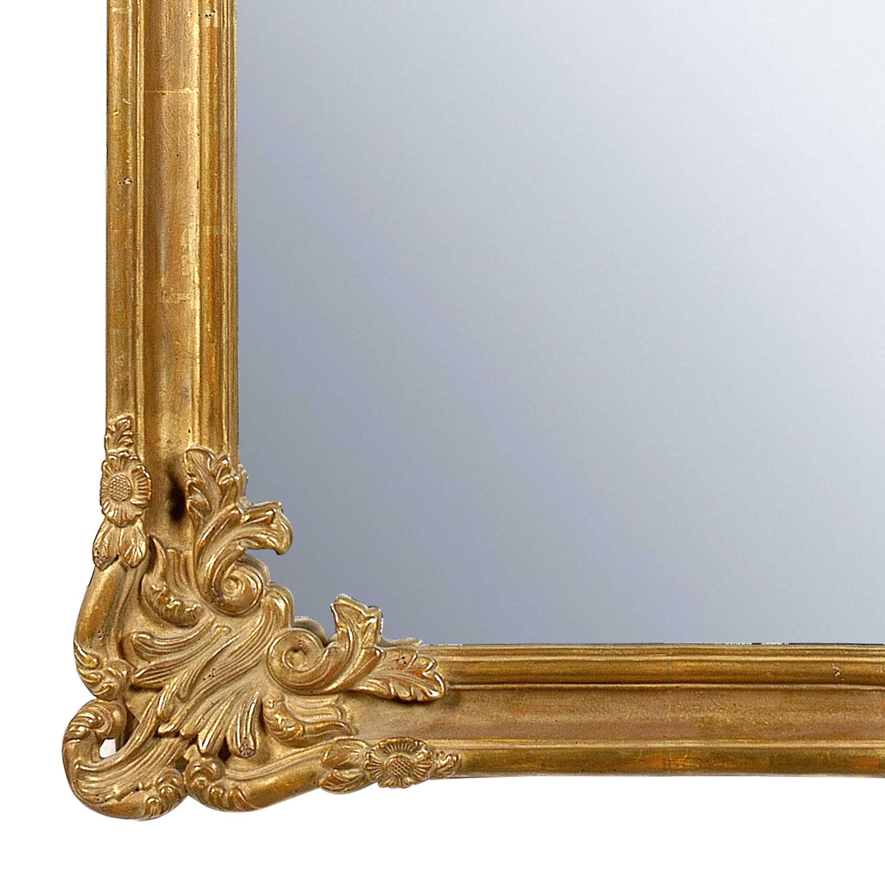 Spanish Neoclassical Regency Rectangular Gold Hand Carved Wooden Mirror, 1970 For Sale