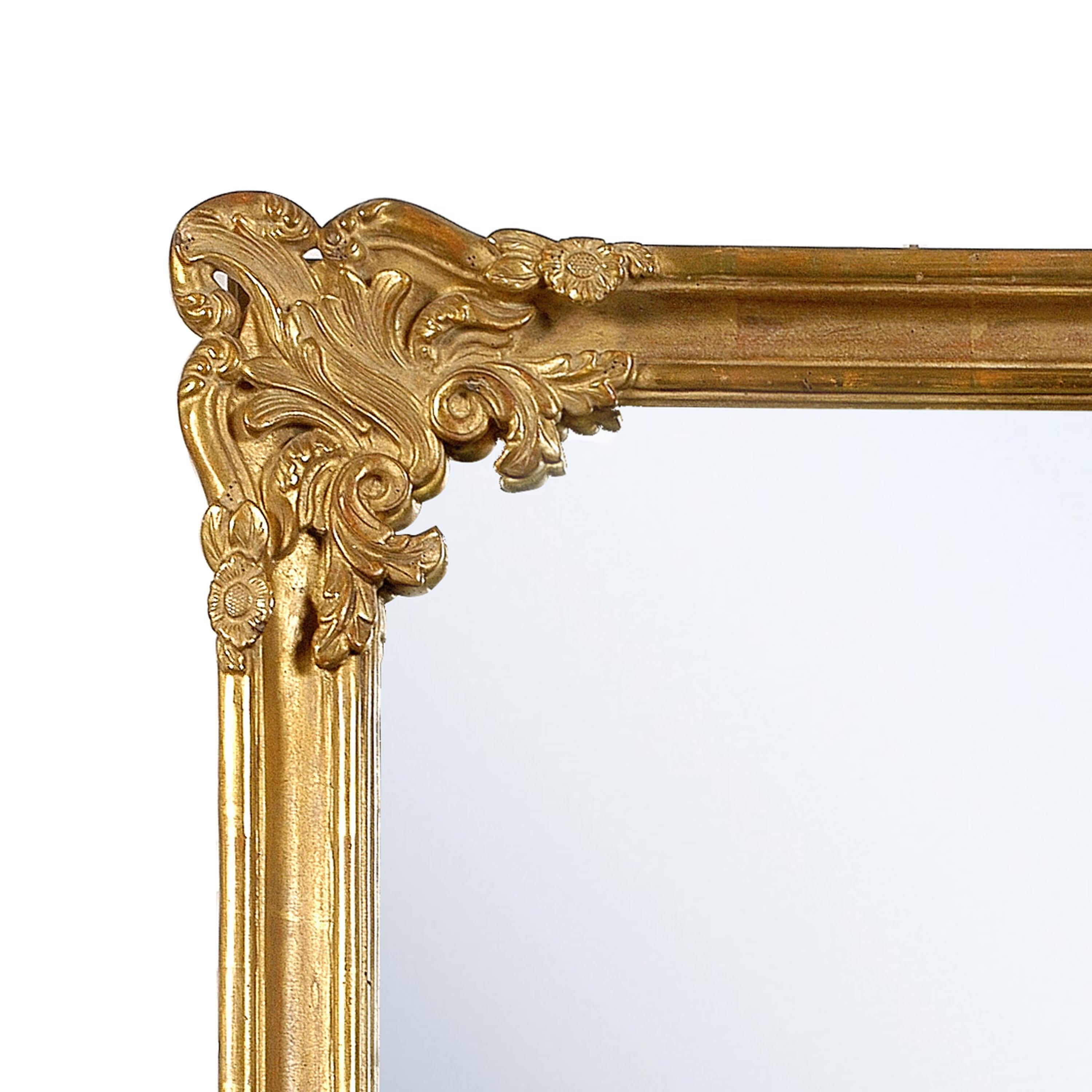 Hand-Carved Neoclassical Regency Rectangular Gold Hand Carved Wooden Mirror, 1970 For Sale