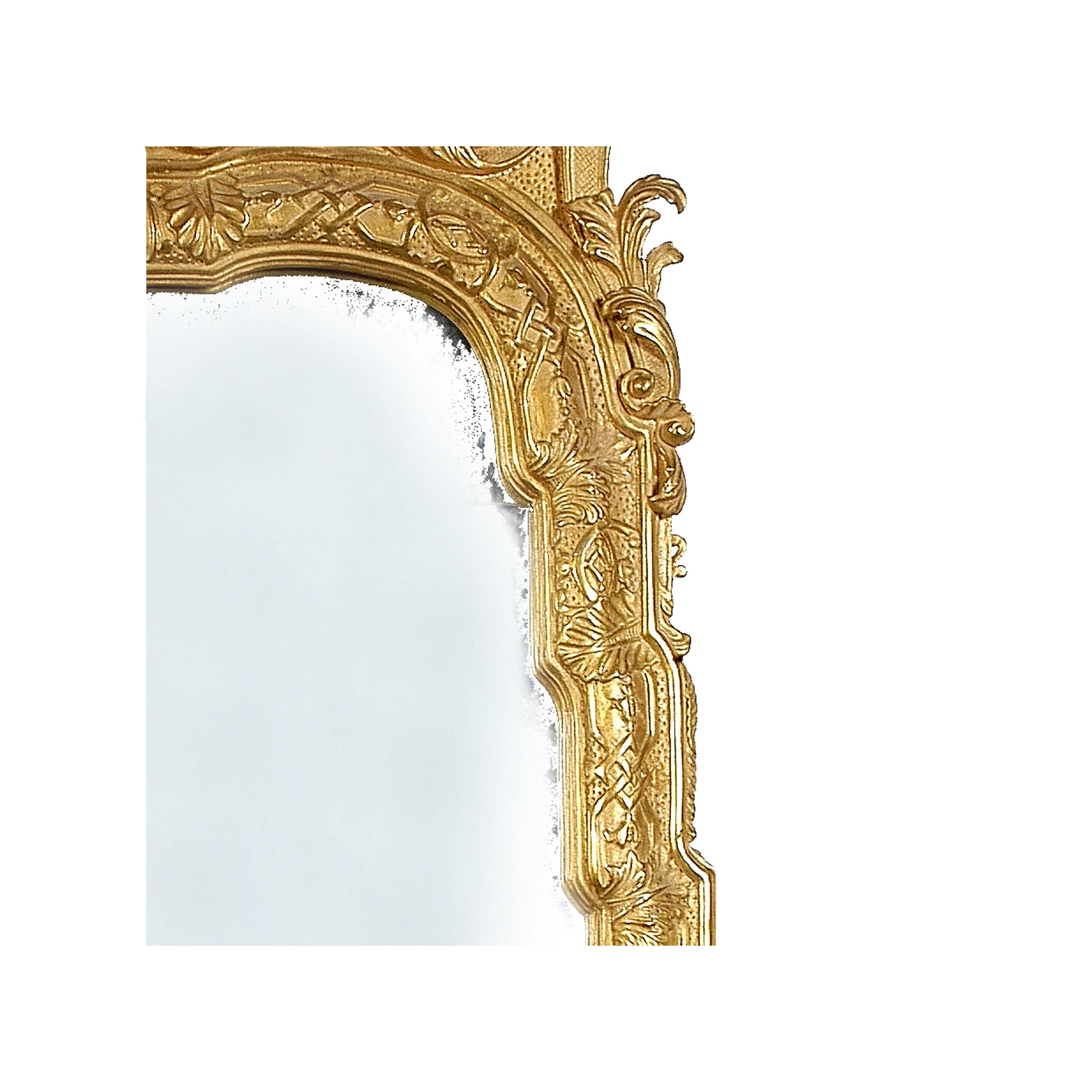 Rechteckiger, handgeschnitzter Holzspiegel im neoklassizistischen Regency-Stil, Gold im Zustand „Gut“ im Angebot in Madrid, ES