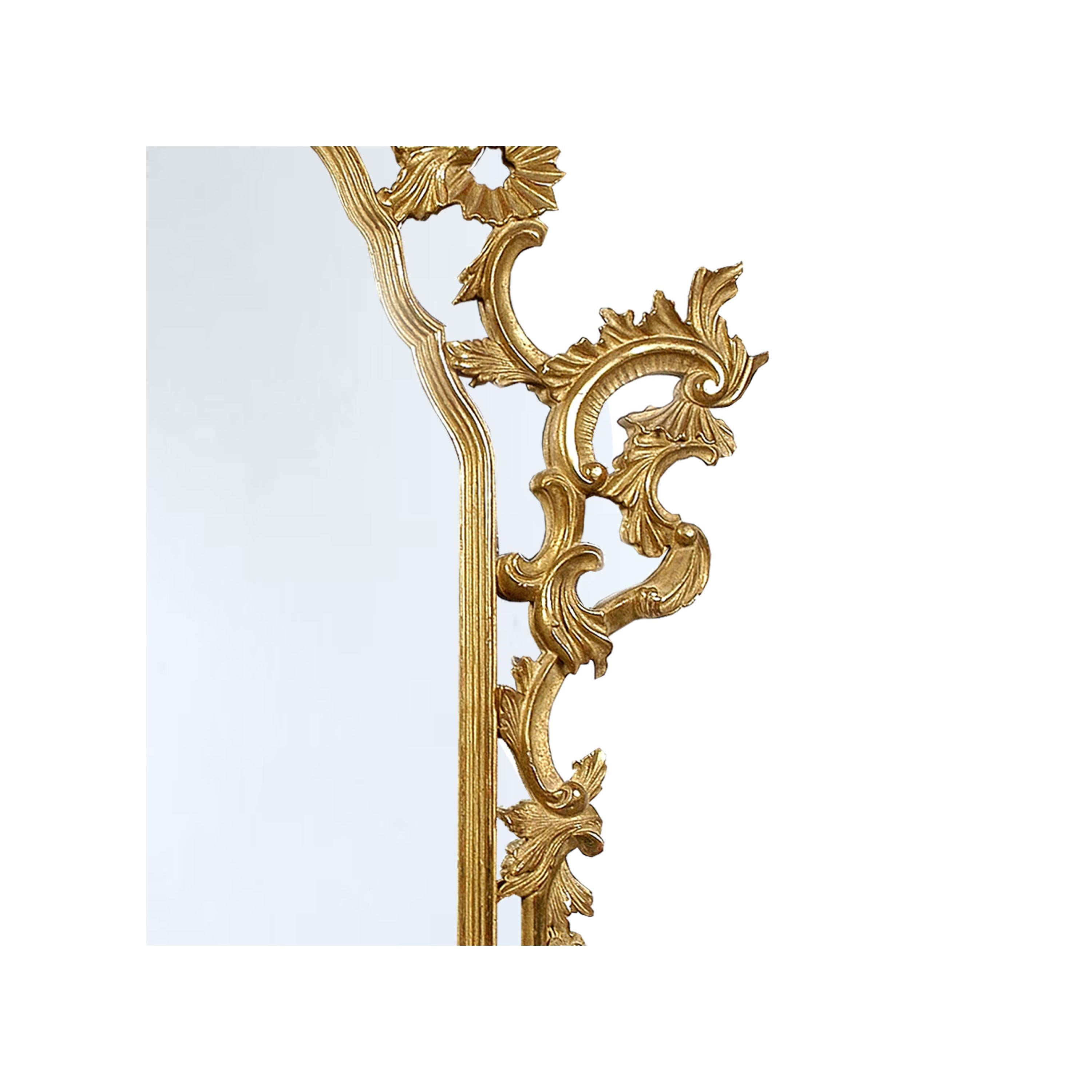 Hand-Carved Neoclassical Regency Rectangular Gold Hand Carved Wooden Mirror For Sale