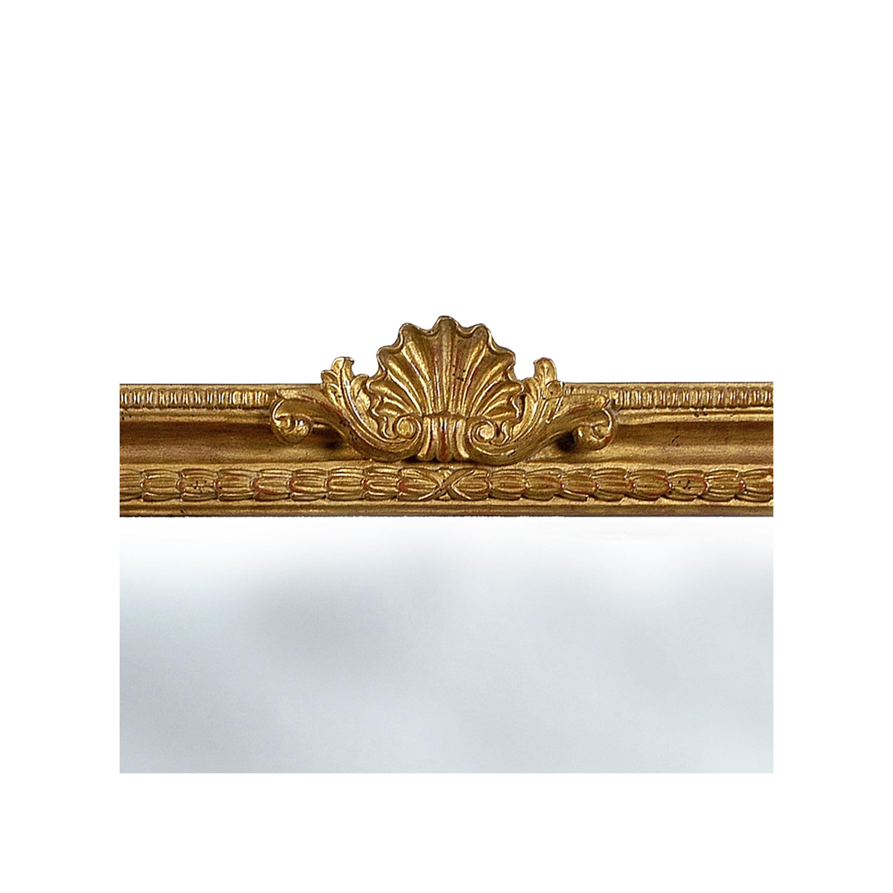 Neoclassical Regency Rectangular Gold Hand Carved Wooden Mirror In Good Condition In Madrid, ES