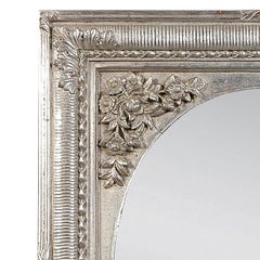 Neoclassical Regency Rectangular Silver Hand Carved Wooden Mirror, 1970