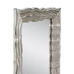 Neoclassical Regency Rectangular Silver Hand Carved Wooden Mirror, 1970