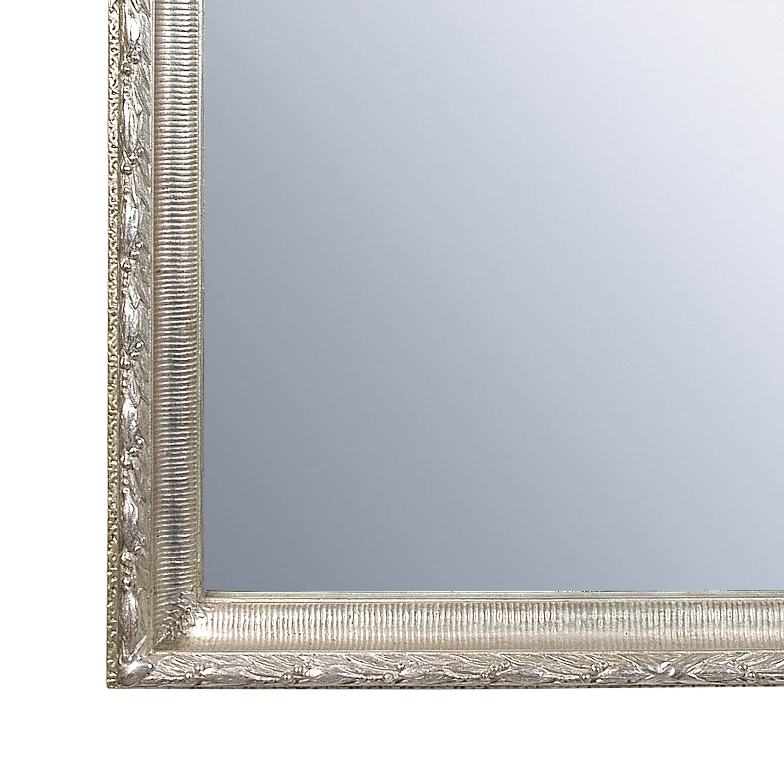 Spanish Neoclassical Regency Rectangular Silver Hand Carved Wooden Mirror, 1970 For Sale