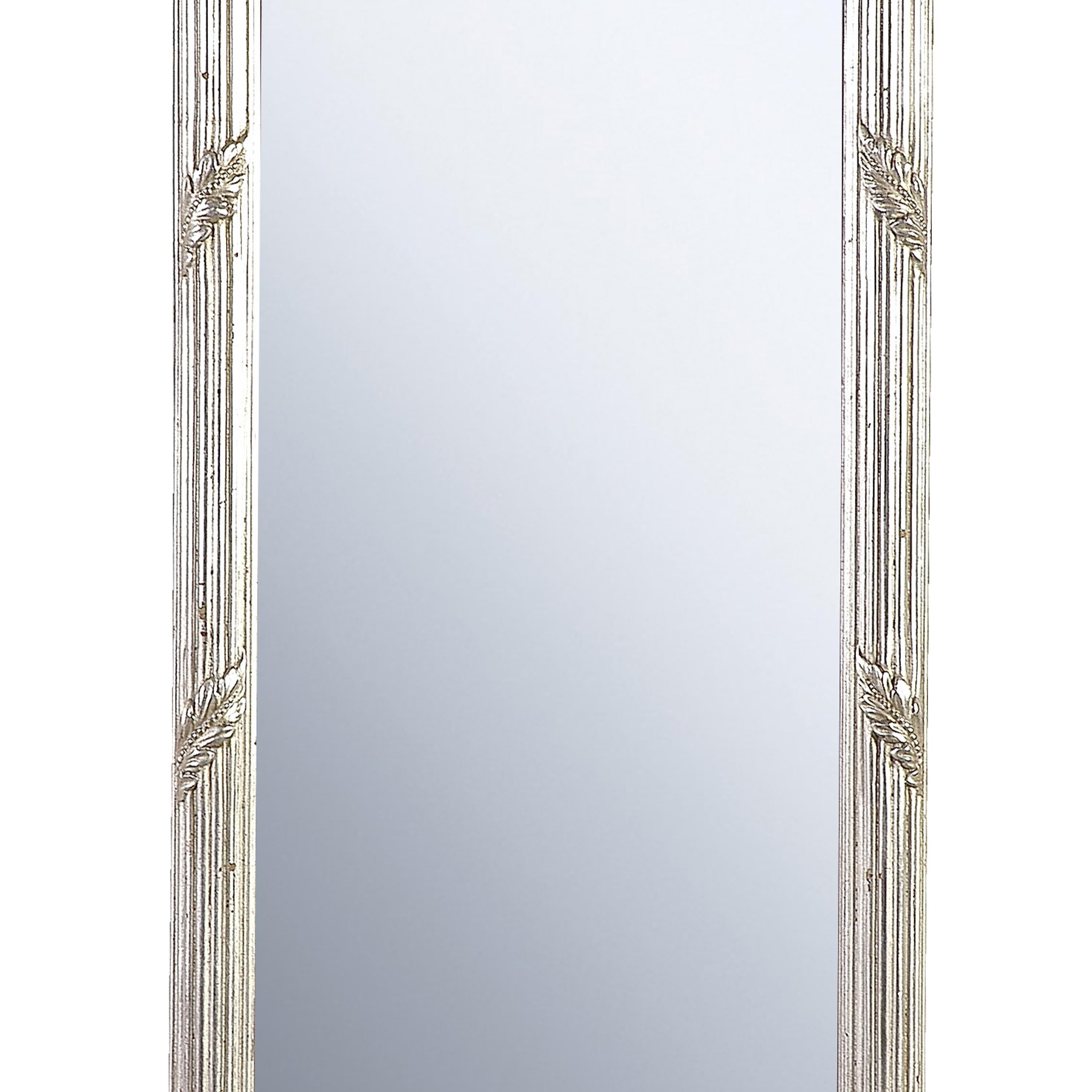 Spanish Neoclassical Regency Rectangular Silver Hand Carved Wooden Mirror, 1970