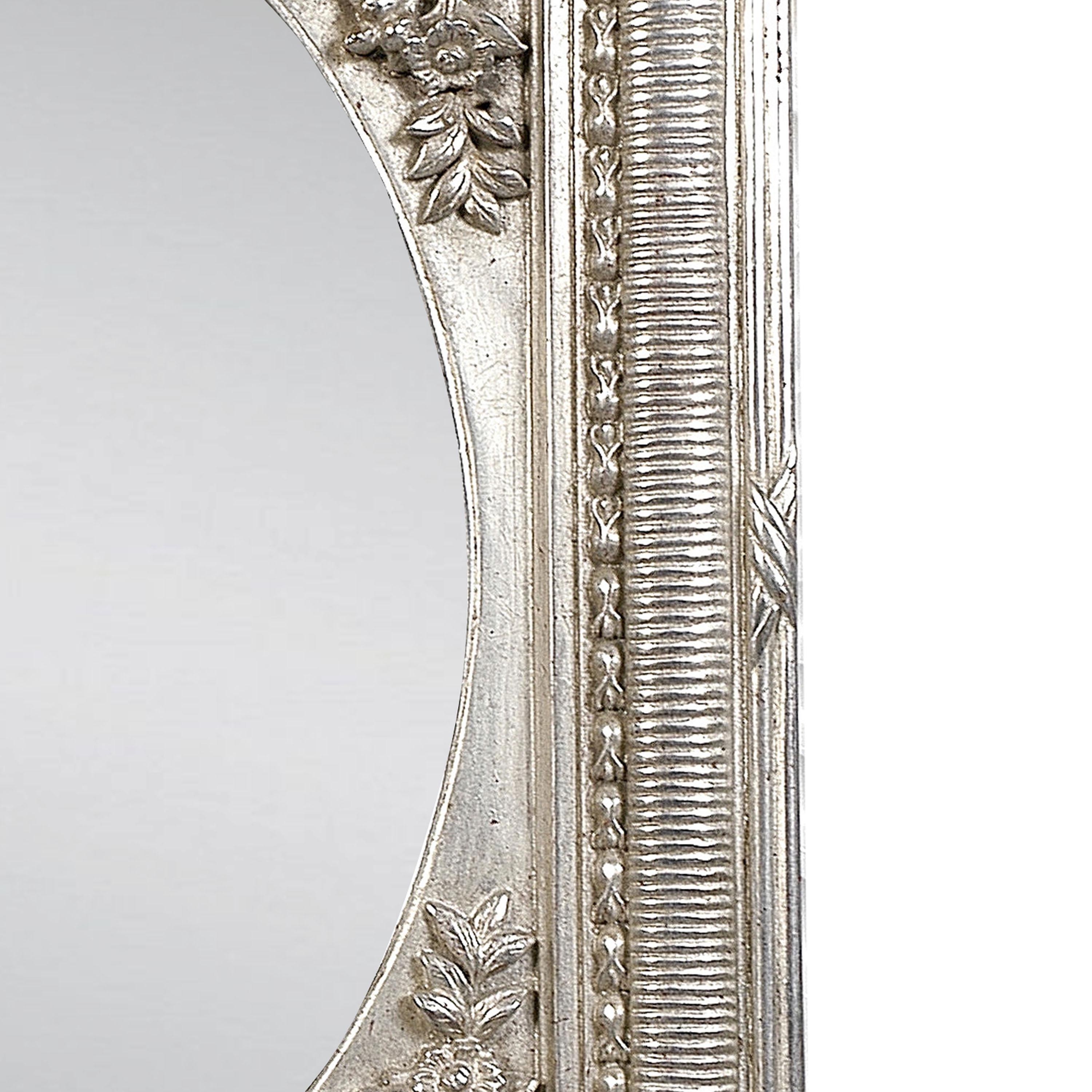 Neoclassical Regency Rectangular Silver Hand Carved Wooden Mirror, 1970 In Good Condition For Sale In Madrid, ES