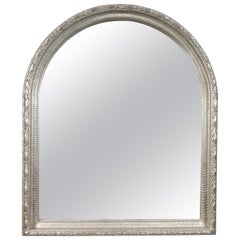 Espejo neoclásico de la Regencia, rectangular, de madera tallada a mano y plata, 1970