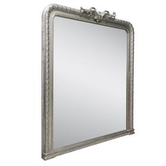 Miroir noclassique rgence rectangulaire en bois argent sculpt  la main