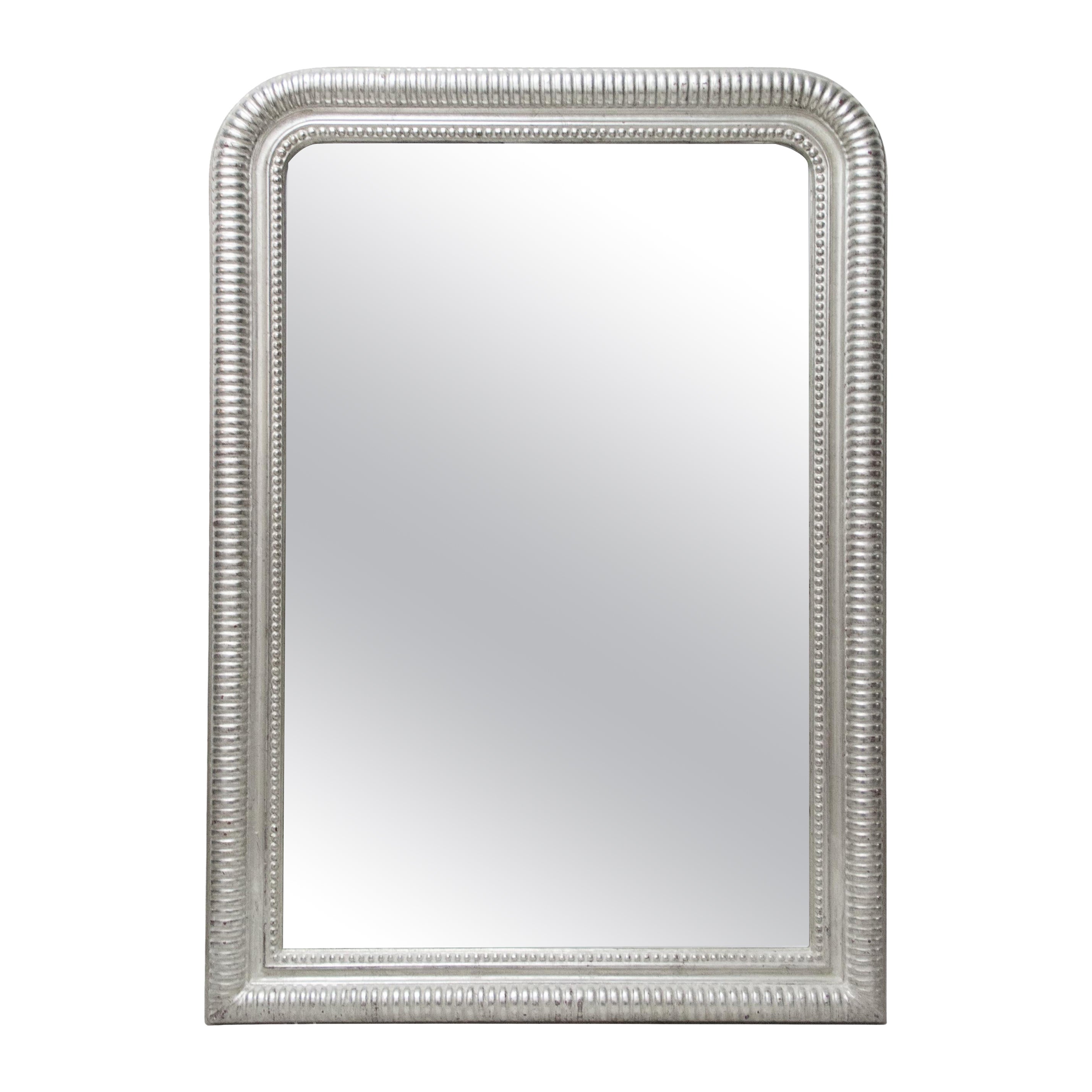 Espejo Neoclásico Regencia Rectangular de Madera Tallada a Mano de Plata