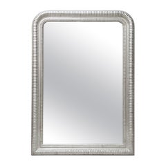 Espejo Neoclásico Regencia Rectangular de Madera Tallada a Mano de Plata