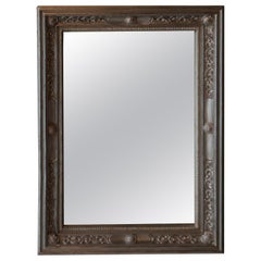 Neoclassical Regency Silver Hand Carved Wooden Mirror, 1970