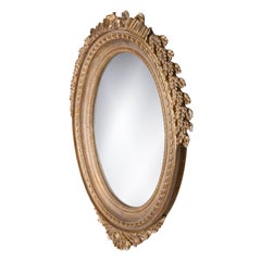Neoclassical Regency Style Acanthus Gold Foil Hand Carved Wooden Mirror, 1970
