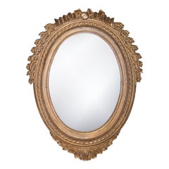 Vintage Neoclassical Regency Style Acanthus Gold Foil Hand Carved Wooden Mirror, 1970