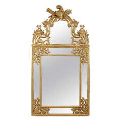 Neoclassical Regency Style Gold Foil Hand Carved Rectangular Wooden Mirror, 1970