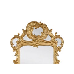 Neoclassical Baroque Style Gold Foil Hand Carved Wooden Mirror, 1970