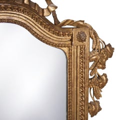 Specchio in legno intagliato a mano in stile Neoclassico Regency con lamina d'oro, 1970