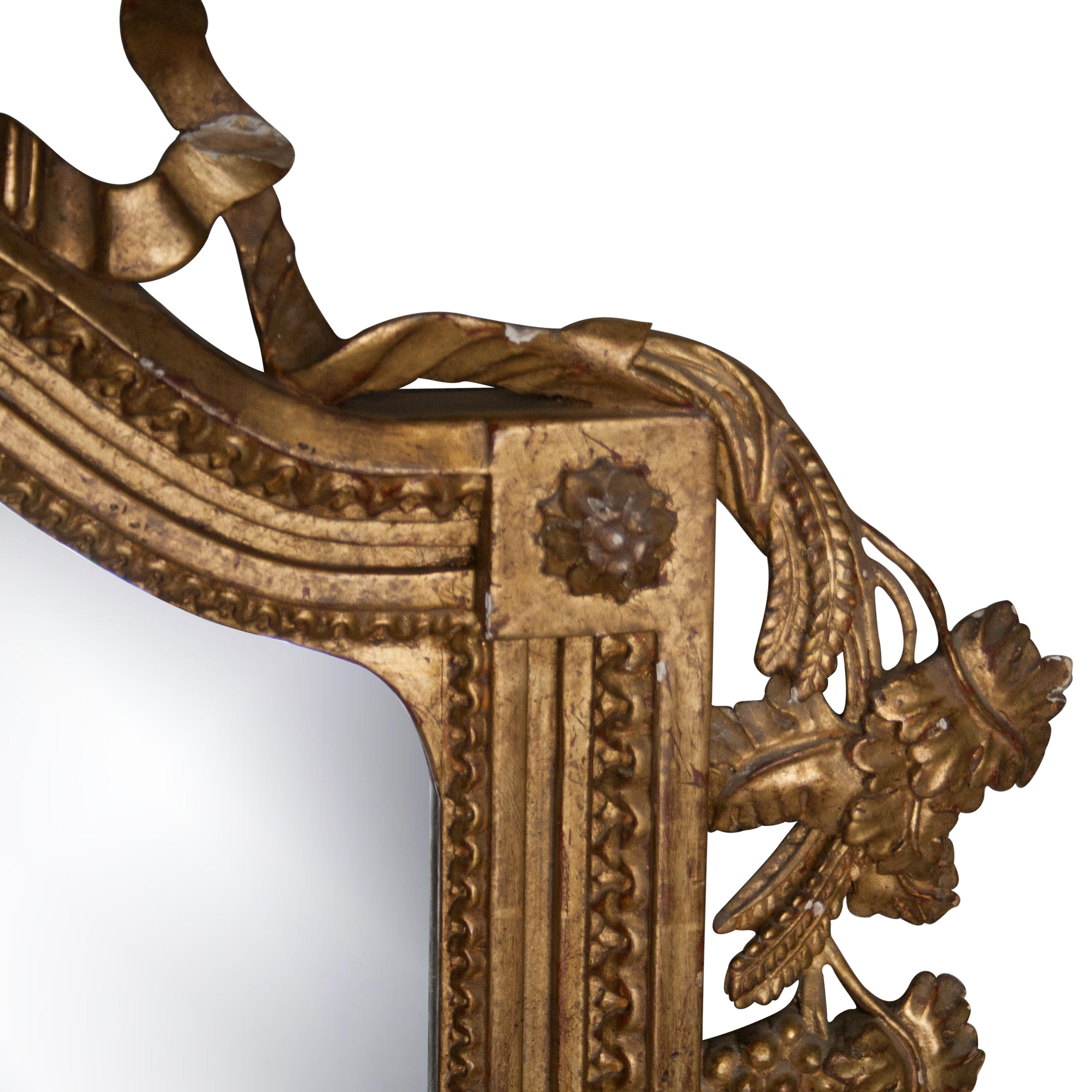 Hand-Carved Neoclassical Regency Style Gold Foil Hand Carved Wooden Mirror, 1970 For Sale