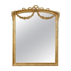 Neoclassical Regency Style Gold Foil Hand Carved Wooden Mirror, 1970