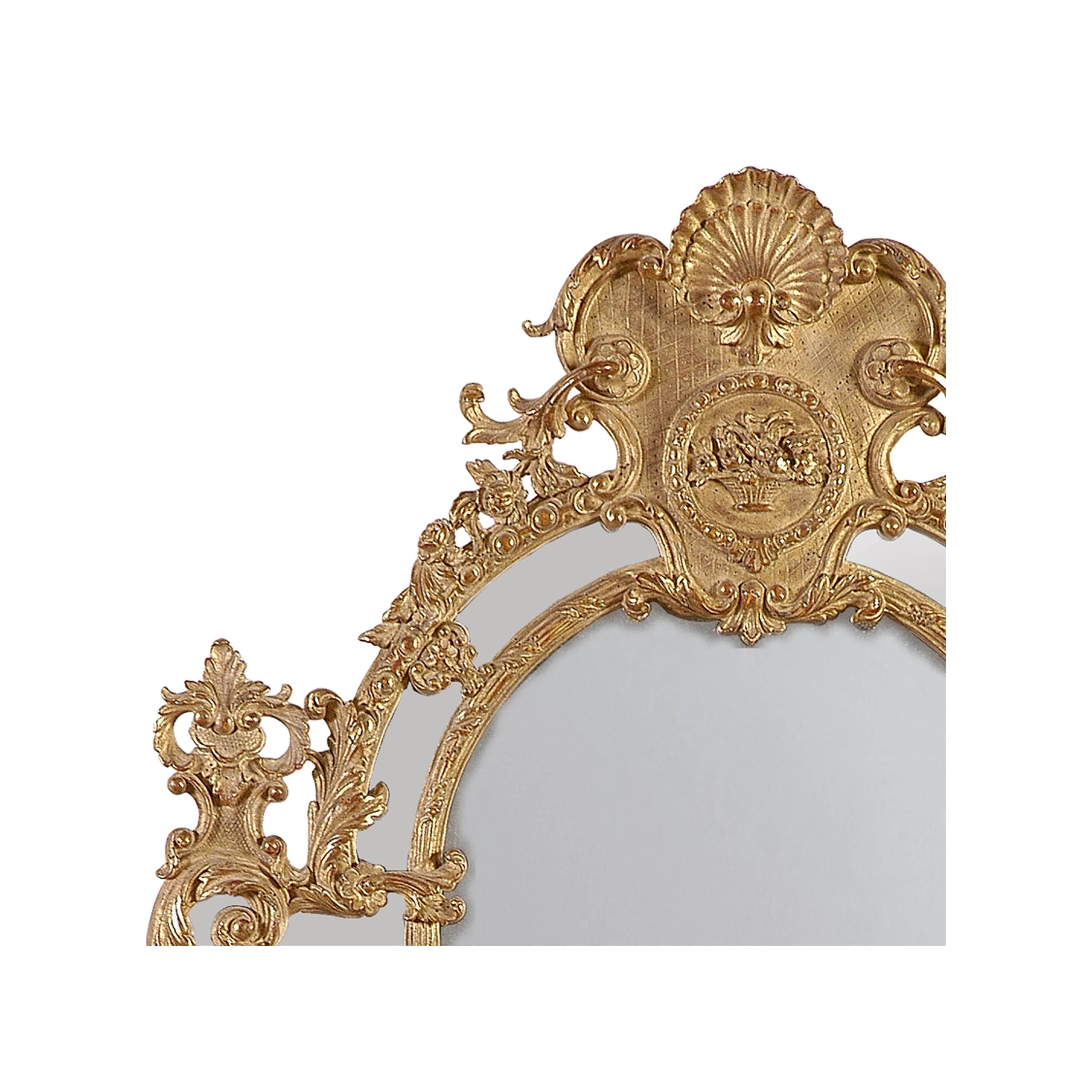 Spanish Neoclassical Regency Style Rectangular Gold Foil Hand Carved Wooden Mirror, 1970 For Sale