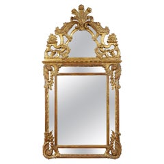 Neoclassical Regency Style Rectangular Gold Foil Hand Carved Wooden Mirror, 1970