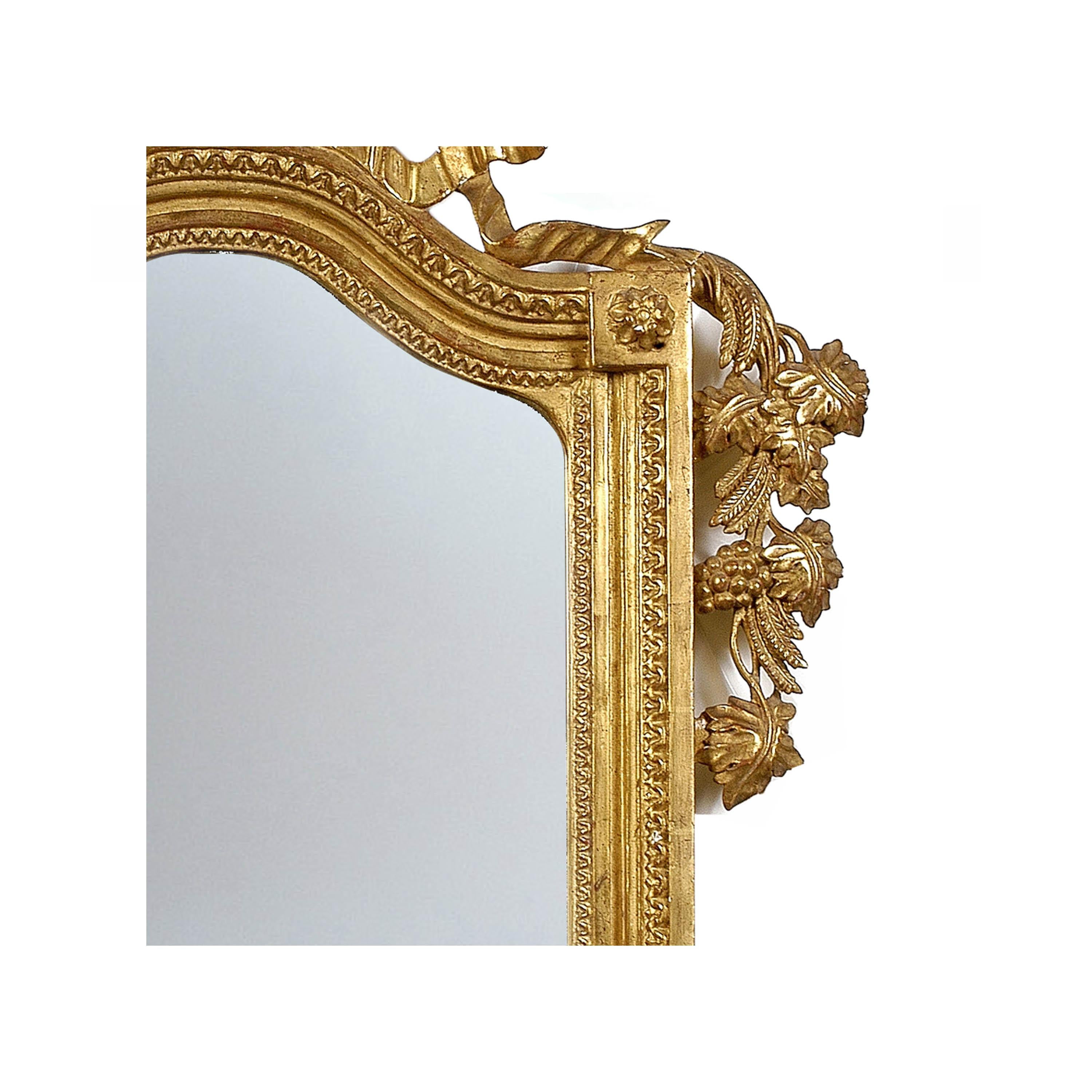 Hand-Carved Neoclassical Regency Style Gold Foil Hand Carved Wooden Mirror, 1970