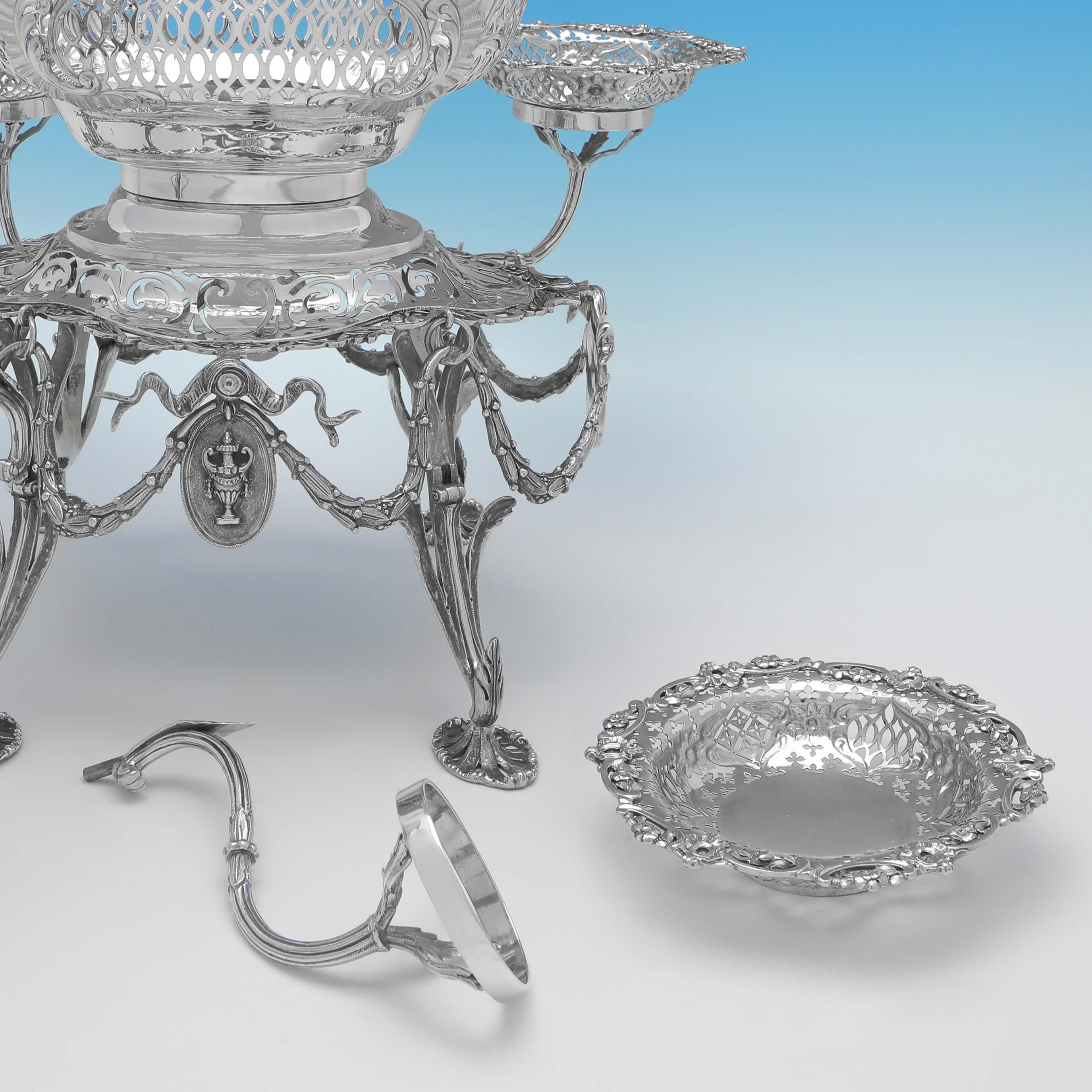 Neoclassical Revival Antique Edwardian Sterling Silver Centrepiece Epergne, 1910 For Sale 1
